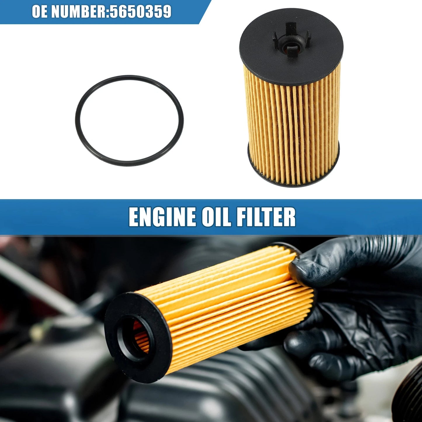 Engine Oil Filter No. 5650359 with O Ring for Chevrolet Aveo 1.6L (2004–2011)