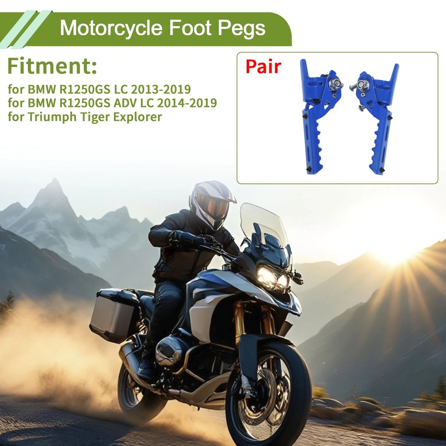 Foot Pegs for BMW R1250GS LC (2013–2019) - Blue, 1 Pair