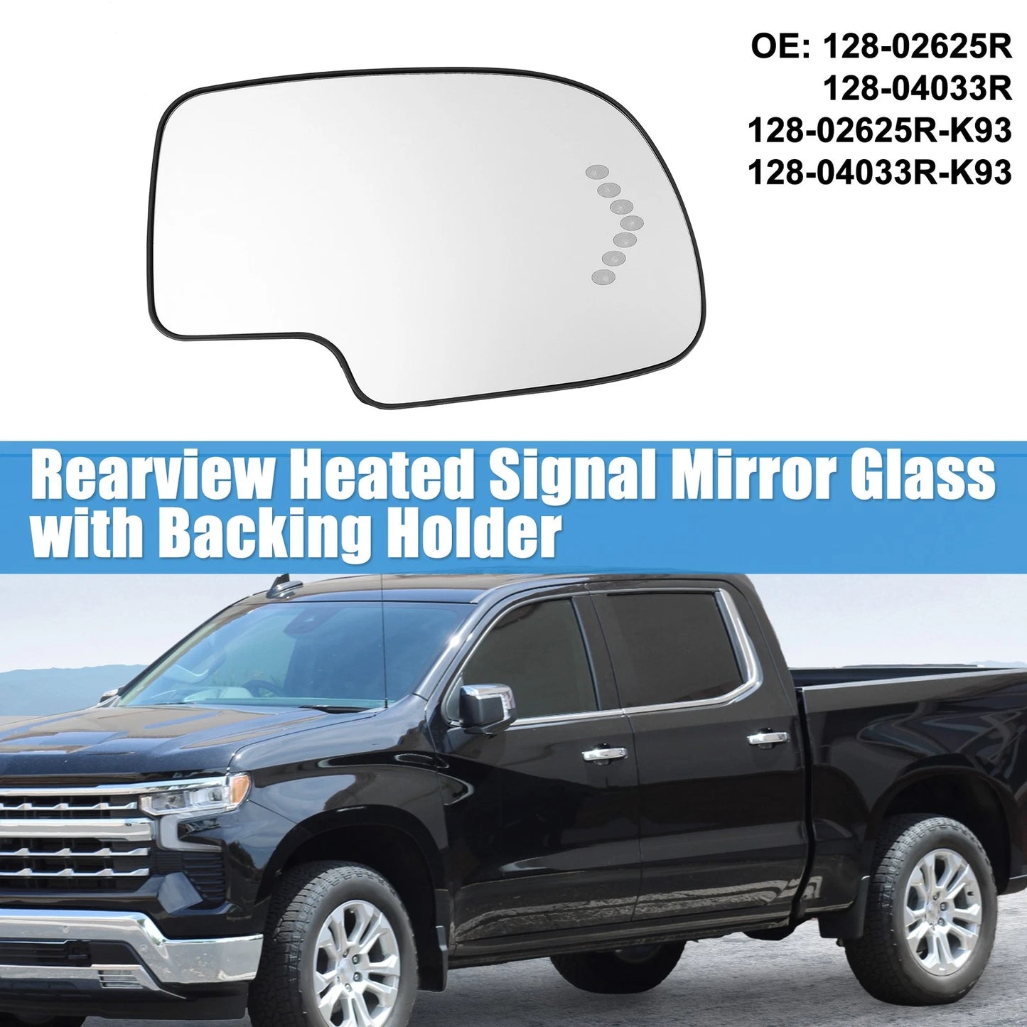 Right Rearview Heated Mirror Glass for Chevy Silverado Avalanche Suburban (2007–2014)
