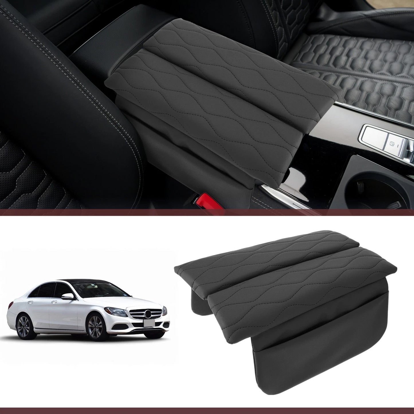 Center Console Cover for Mercedes Benz EQC 400 (2019–2023) Leather Armrest