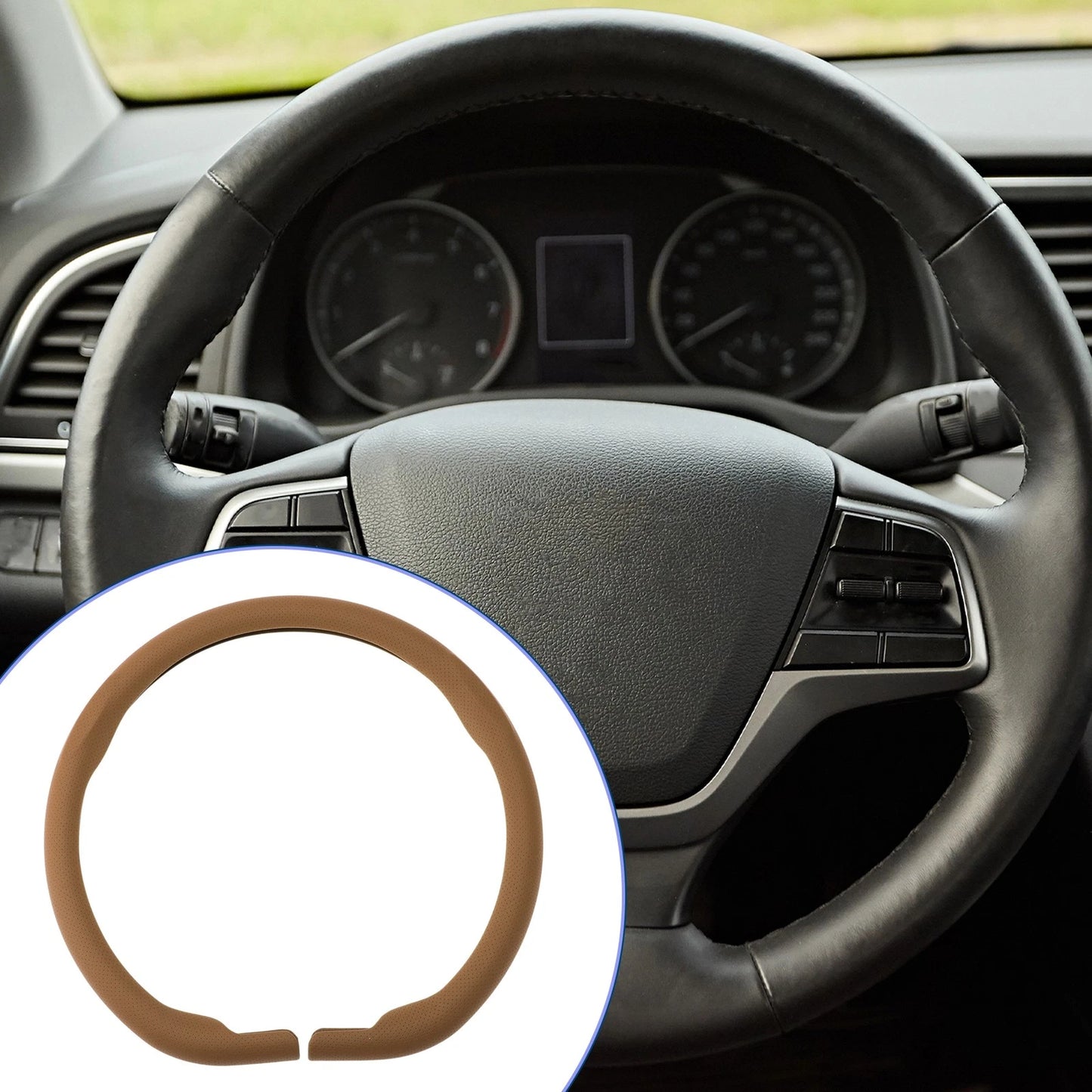 Steering Wheel Cover - PU Artificial Leather 14.96" Light Brown