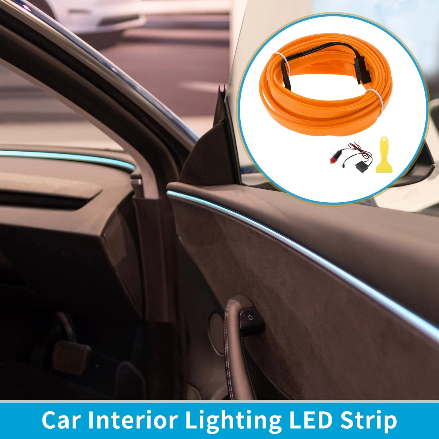 LED Strip Neon Wire Lighting for Universal Car (12V) - Yellow