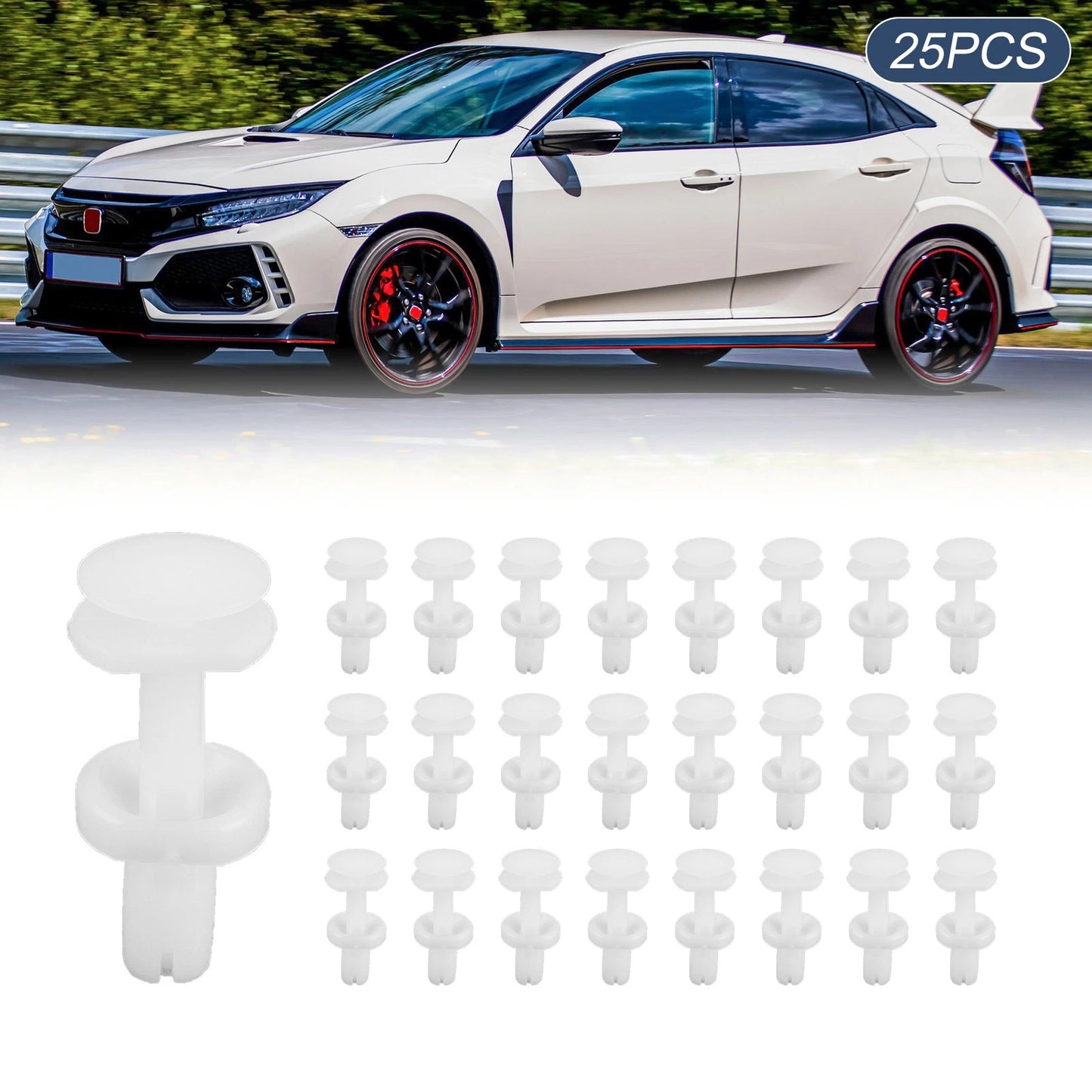 Set of 25 Door Trim Clips for Cadillac Escalade (1999–2000) No.15960325 Plastic White