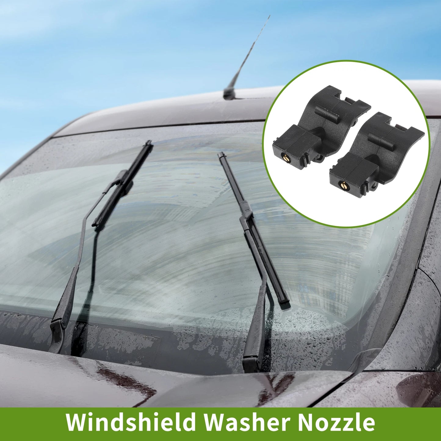 Set of 2 Front Windshield Washer Nozzles for Toyota Sienna Venza (2011–2020) No. 853810T010 Black