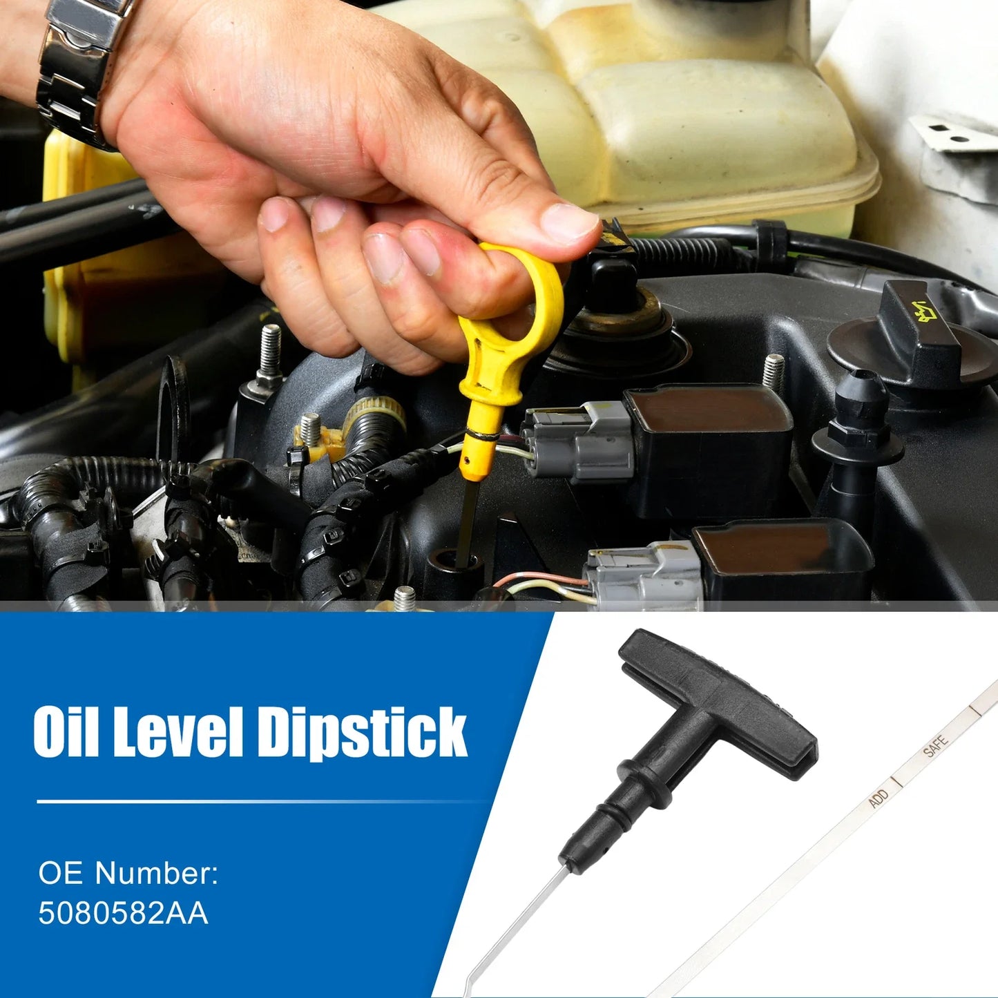 Engine Oil Level Indicator Dipstick for Dodge 2500 (2000-2002) Black