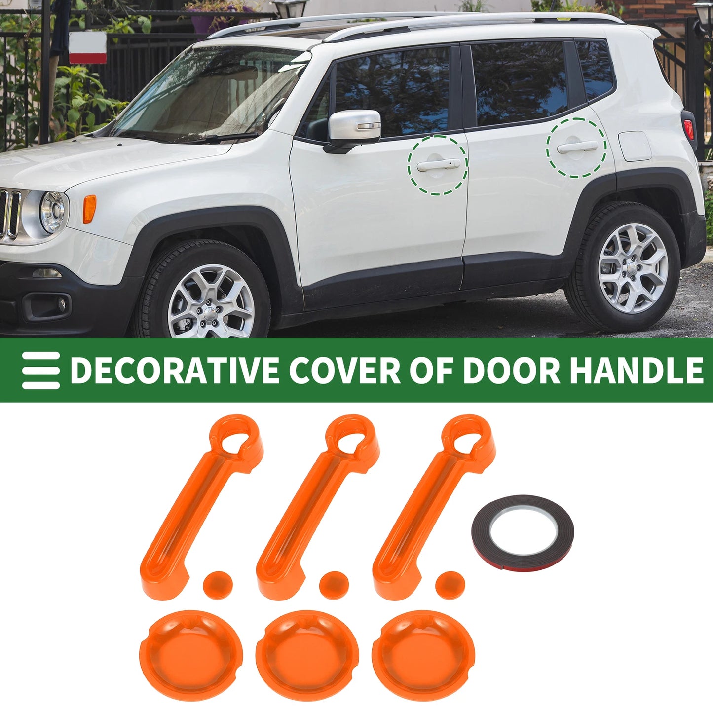 Set of 2 Exterior Door Handle Covers for Jeep Wrangler JK (2007–2017) ABS Orange