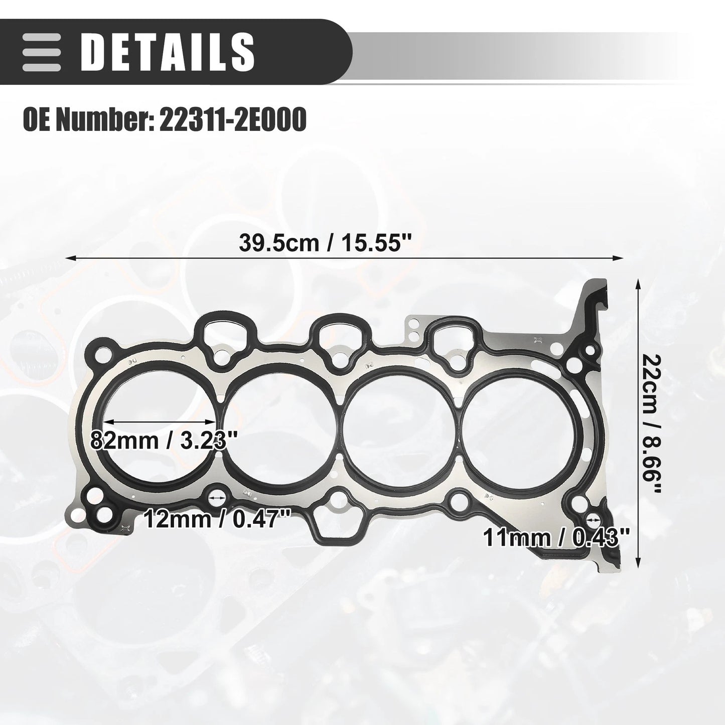 Cylinder Head Gasket for Hyundai Elantra 1.8L/2.0L (2011–2016) No. 22311-2E000