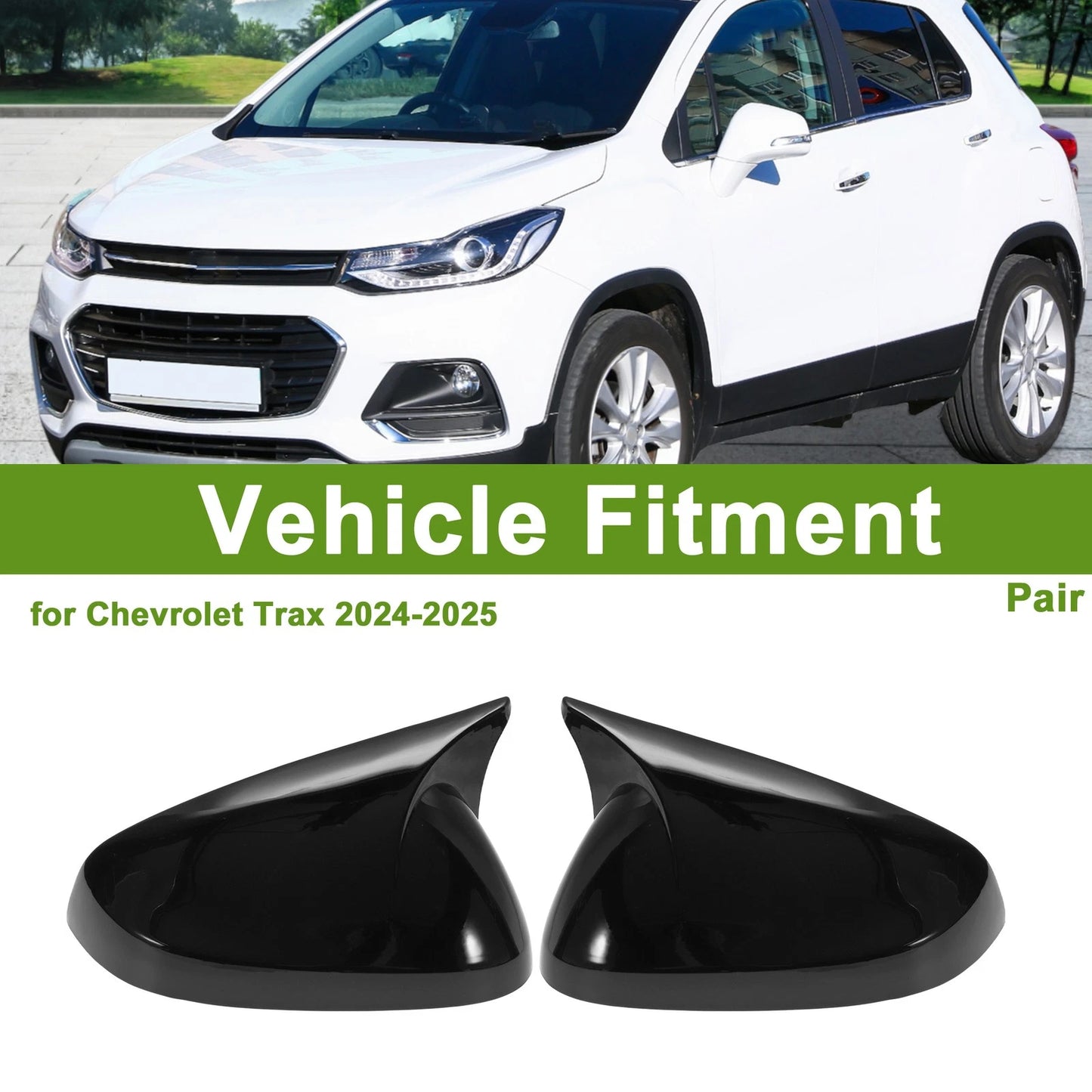 1 Pair Mirror Cover Cap Replacement Gloss Black for Chevrolet Trax (2024–2025)