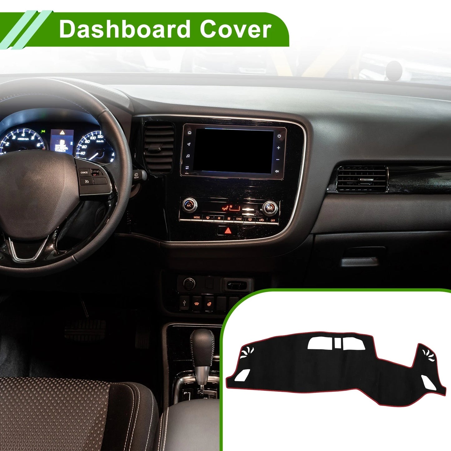 Dashboard Dash Cover Mat for Mitsubishi Outlander 3 PHEV (2013–2021) Black Red
