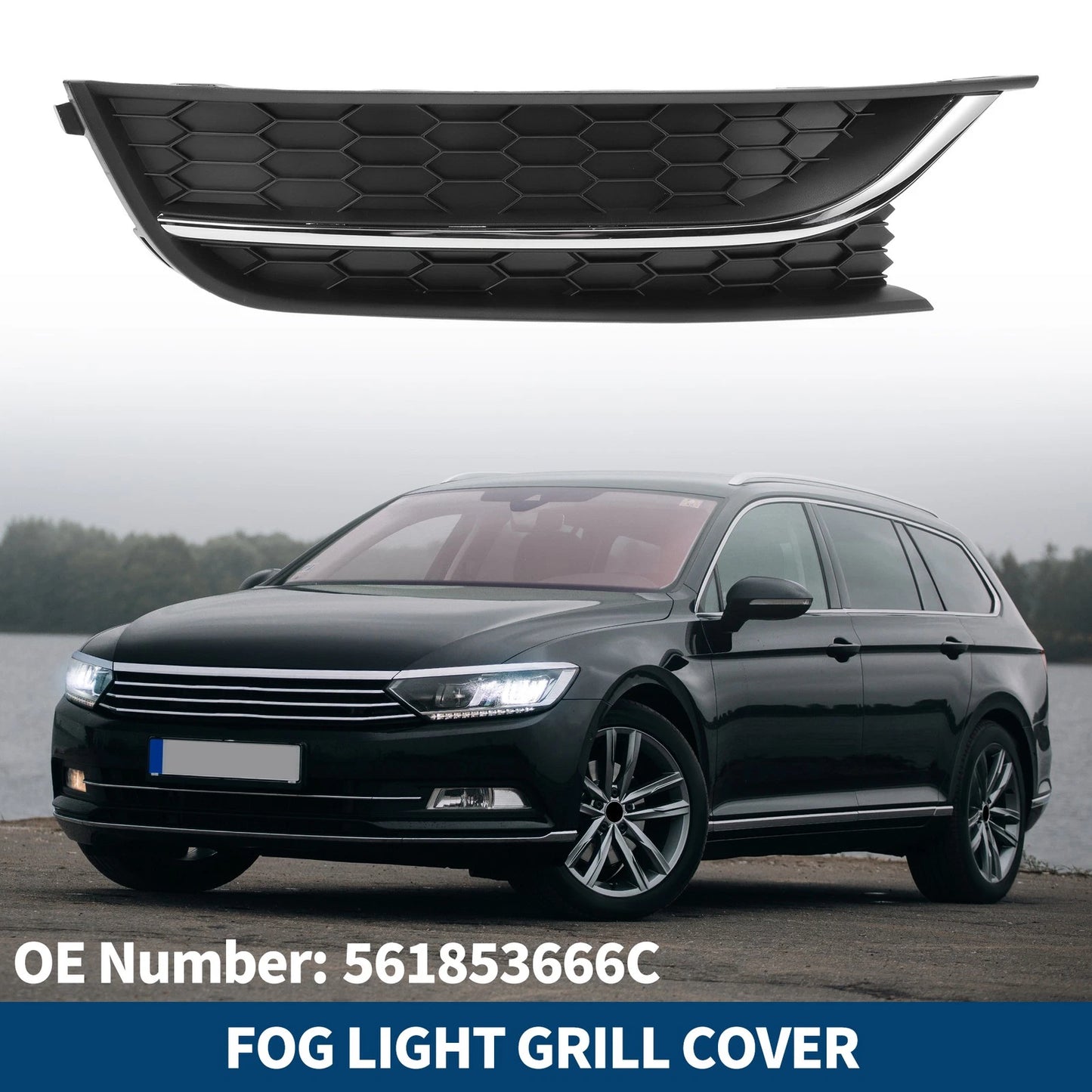 1pc Fog Light Grill for Volkswagen Passat (2012–2015) No. 561853666C