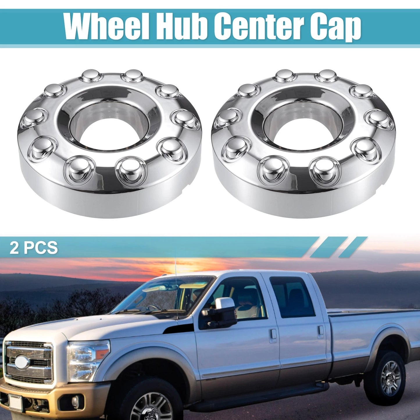 2 Pcs Chrome Front Wheel Center Hub Caps for Ford F450 F-550 (2000–2023)