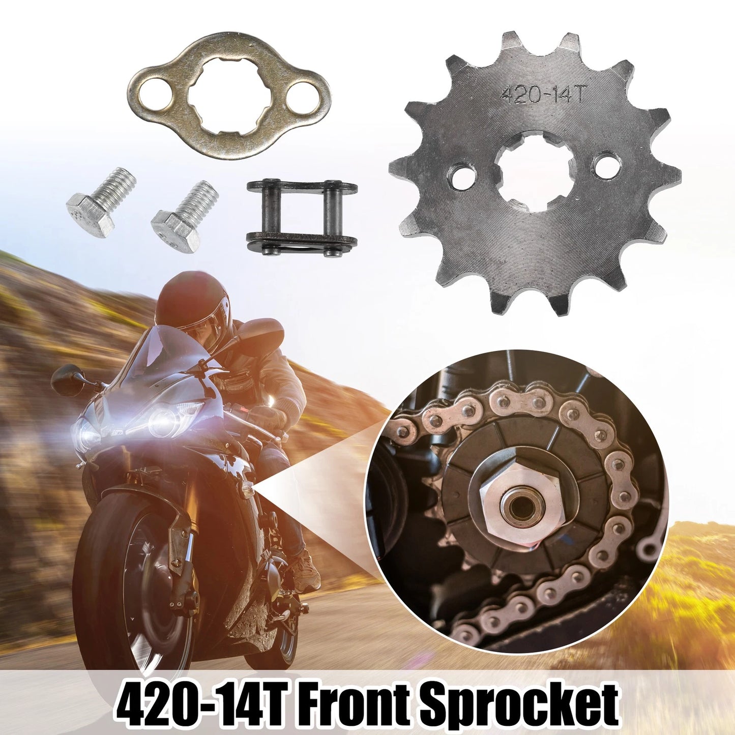 Set of 1 Front Engine Sprocket 420 14T 17mm for Dirt Bike Mini Bike