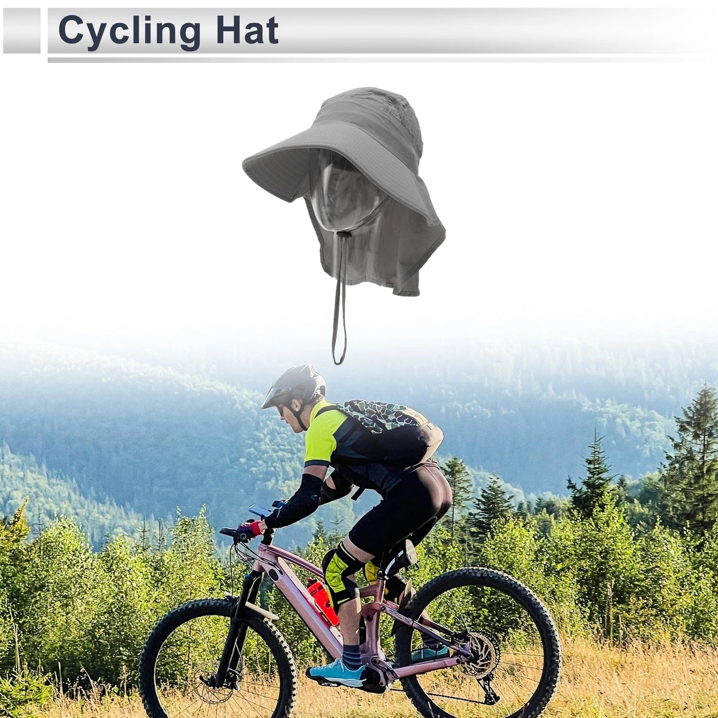 Cycling Hat with Neck Protection for Universal Fit (38x32cm)