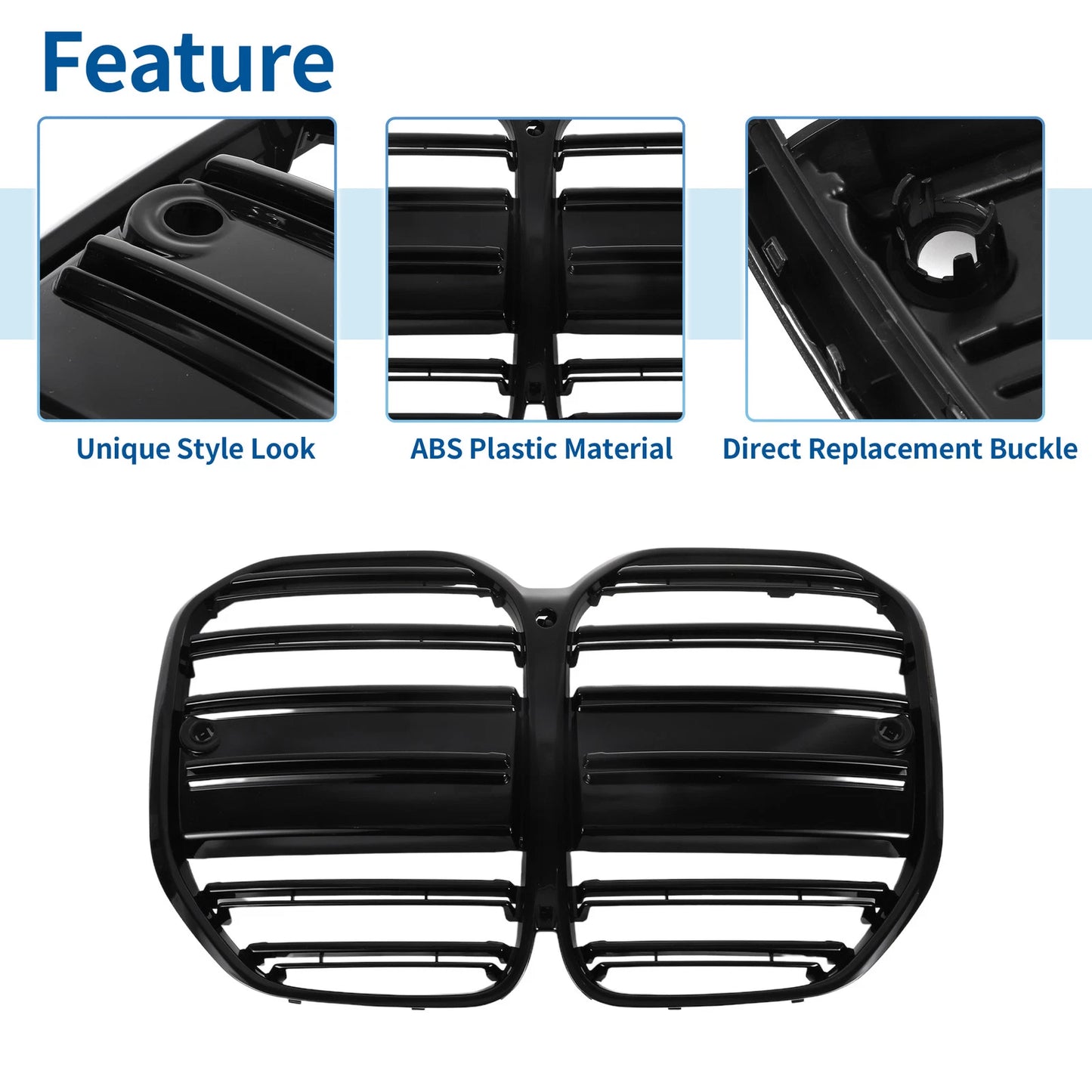 Front Upper Bumper Grille for BMW 4 Series G22 (2021–2023) Black Double Slat