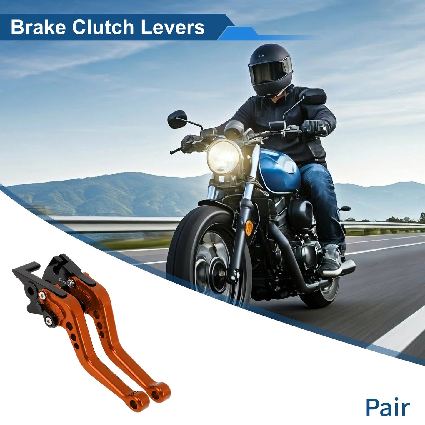 6 Position Adjustable Brake Clutch Levers for Kawasaki Ninja 400R (2011) Orange