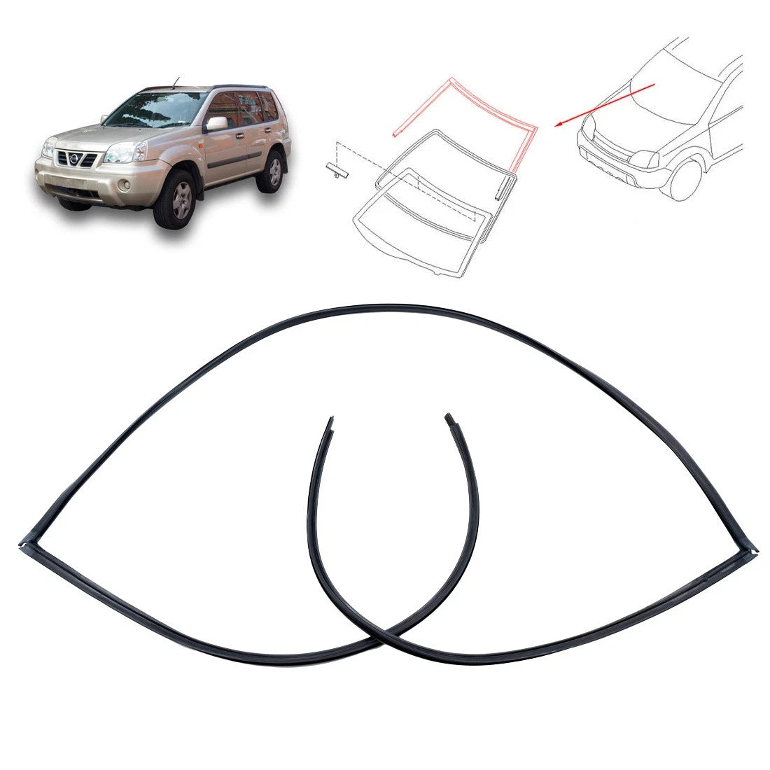 Front Upper Center Windshield Moulding Rubber for Nissan X-Trail T30 (2000–2012)