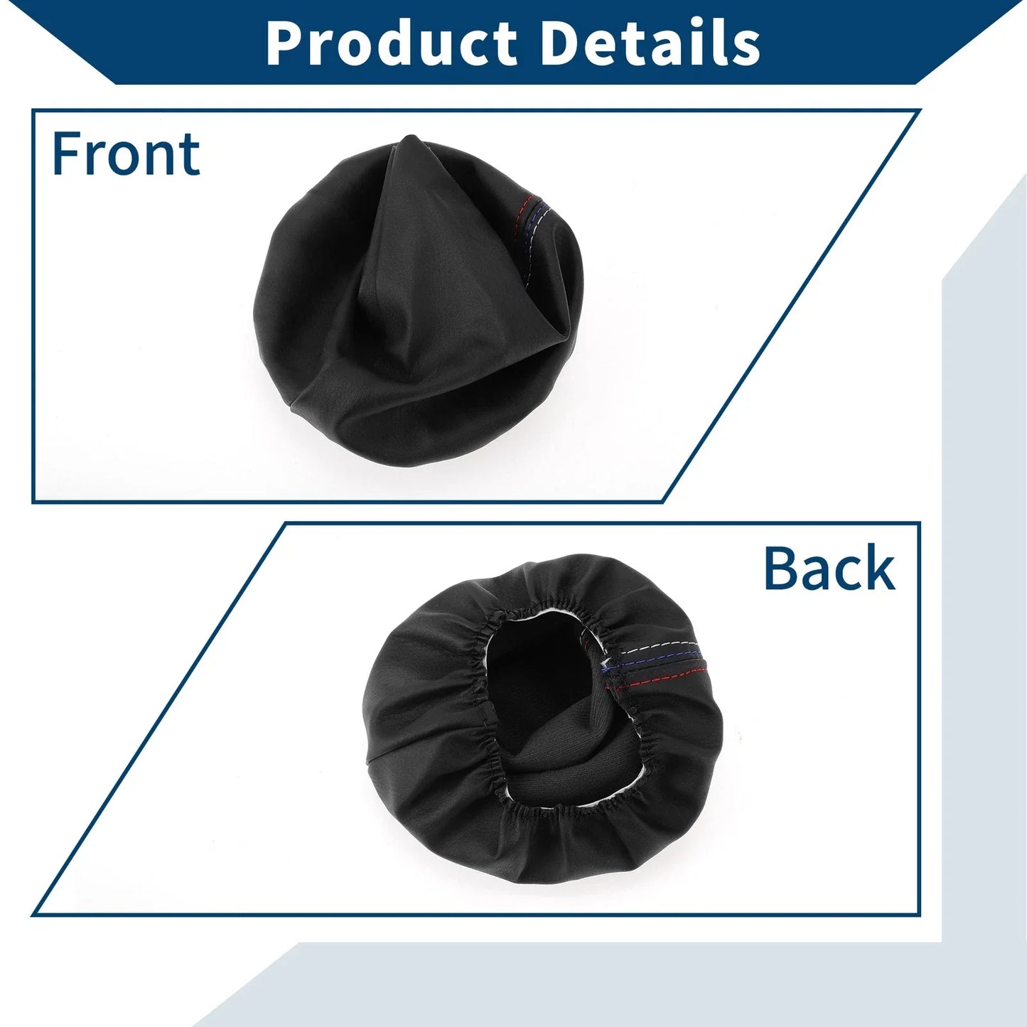 1 x Gear Shift Stick Gaiter Black Three-Color Lines Leather for BMW E30