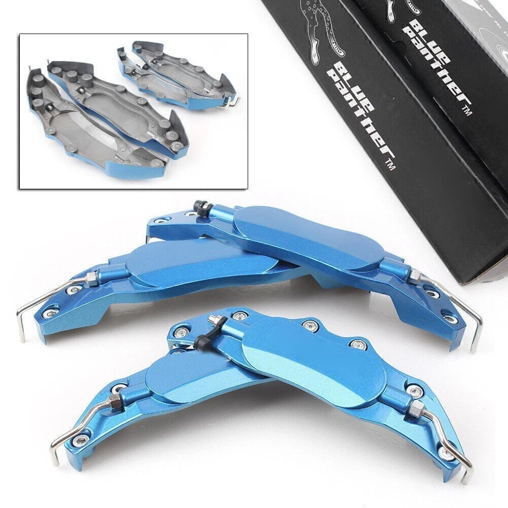 4X Metal 3D Brake Caliper Covers for Universal Fit (Front & Rear) Blue
