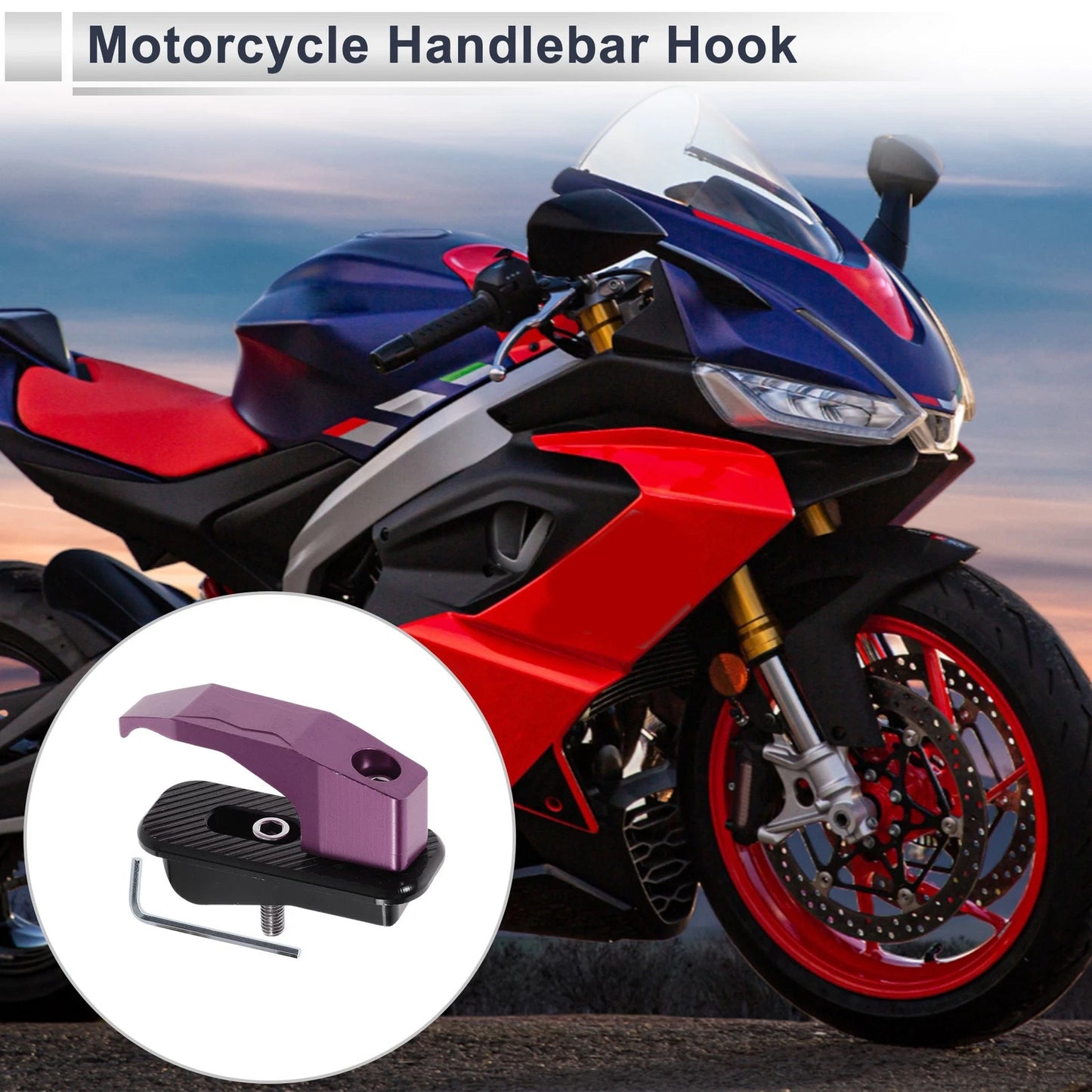Set of 1 Rectangle Aluminum Alloy Motorcycle Hanging Hook - Light Purple