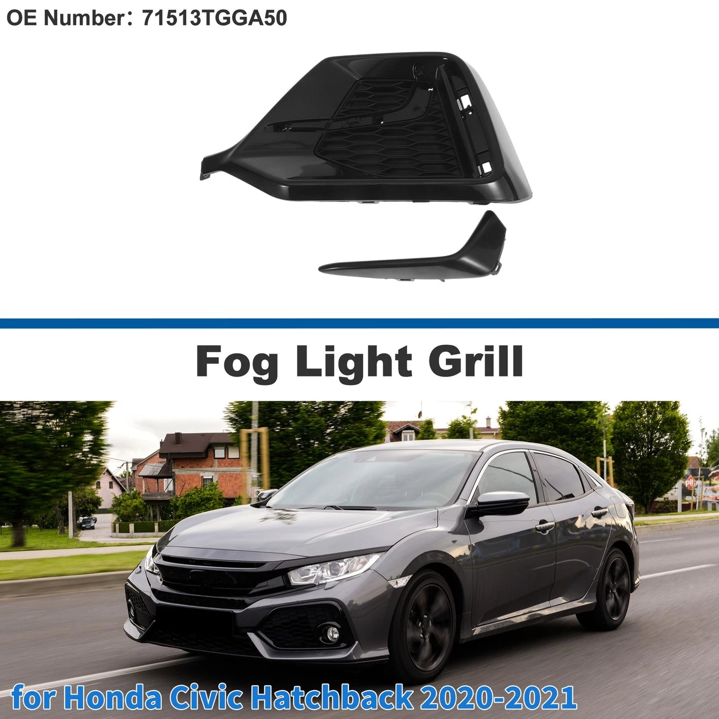Rear Right Fog Light Grill No. 71513TGGA50 for Honda Civic Hatchback (2020–2021)