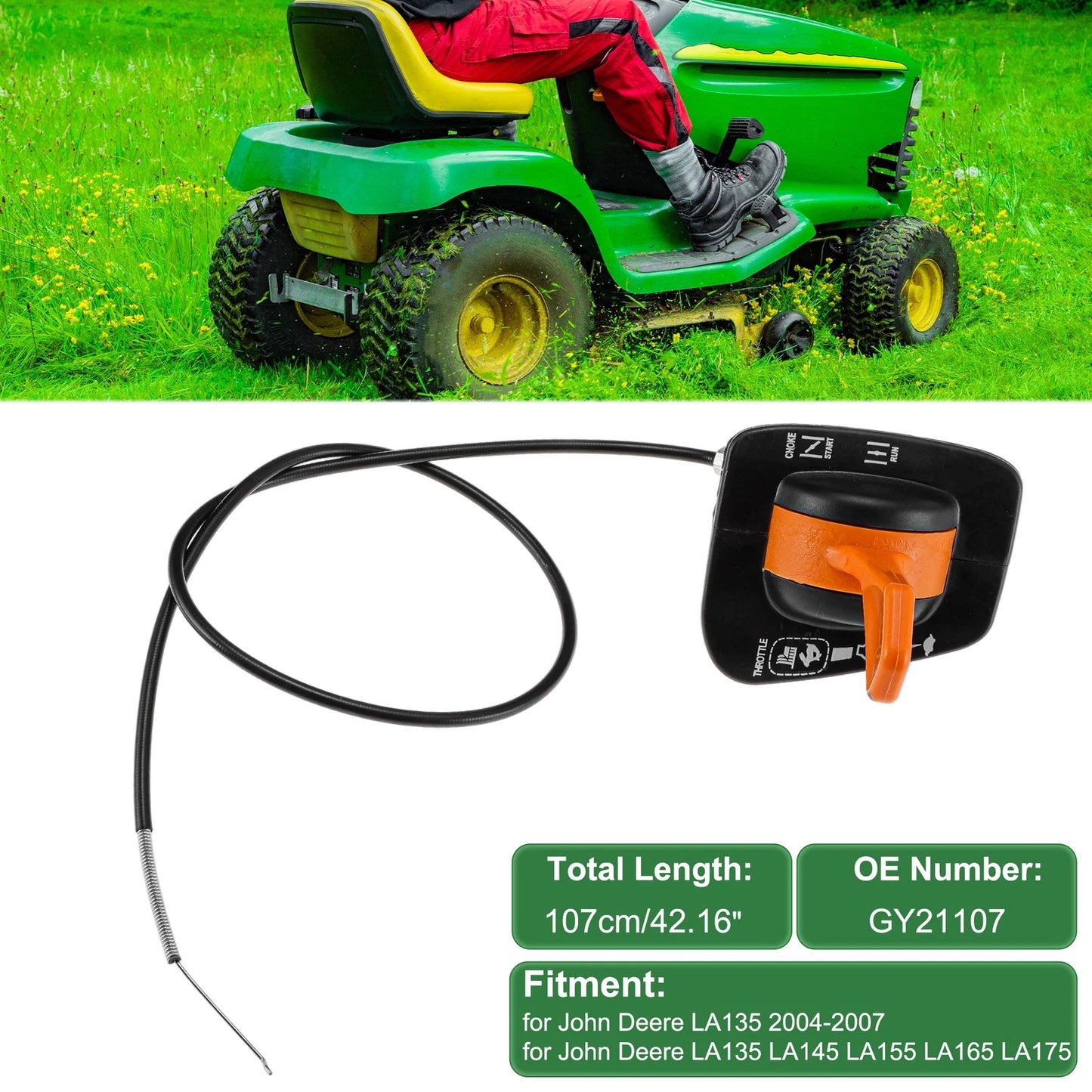 Throttle Cable for John Deere LA135 (2004–2007) GY21107