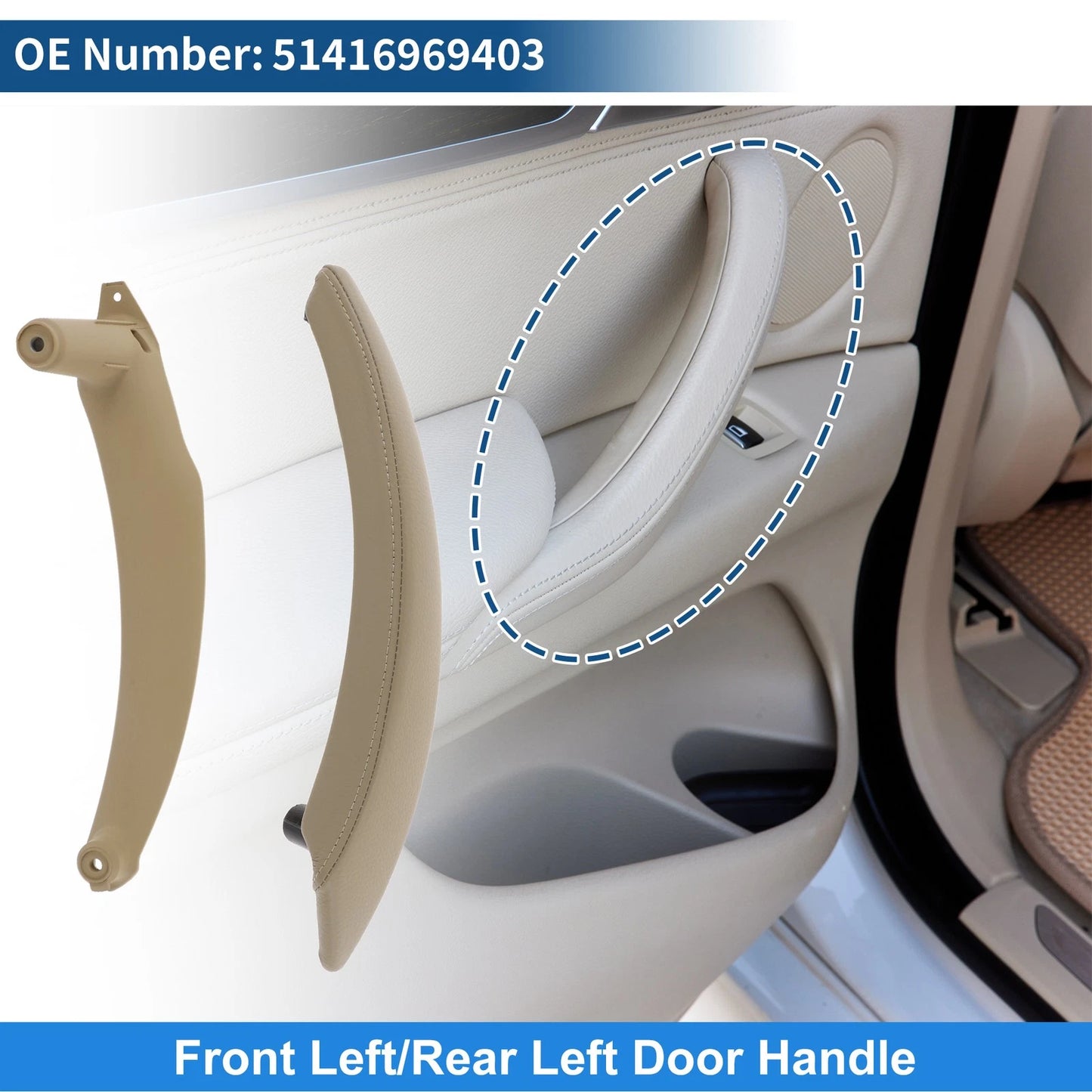 Inner Door Panel Handle for BMW X5 X6 E70 E71 E72 (2007–2013) No. 51416969403 Beige