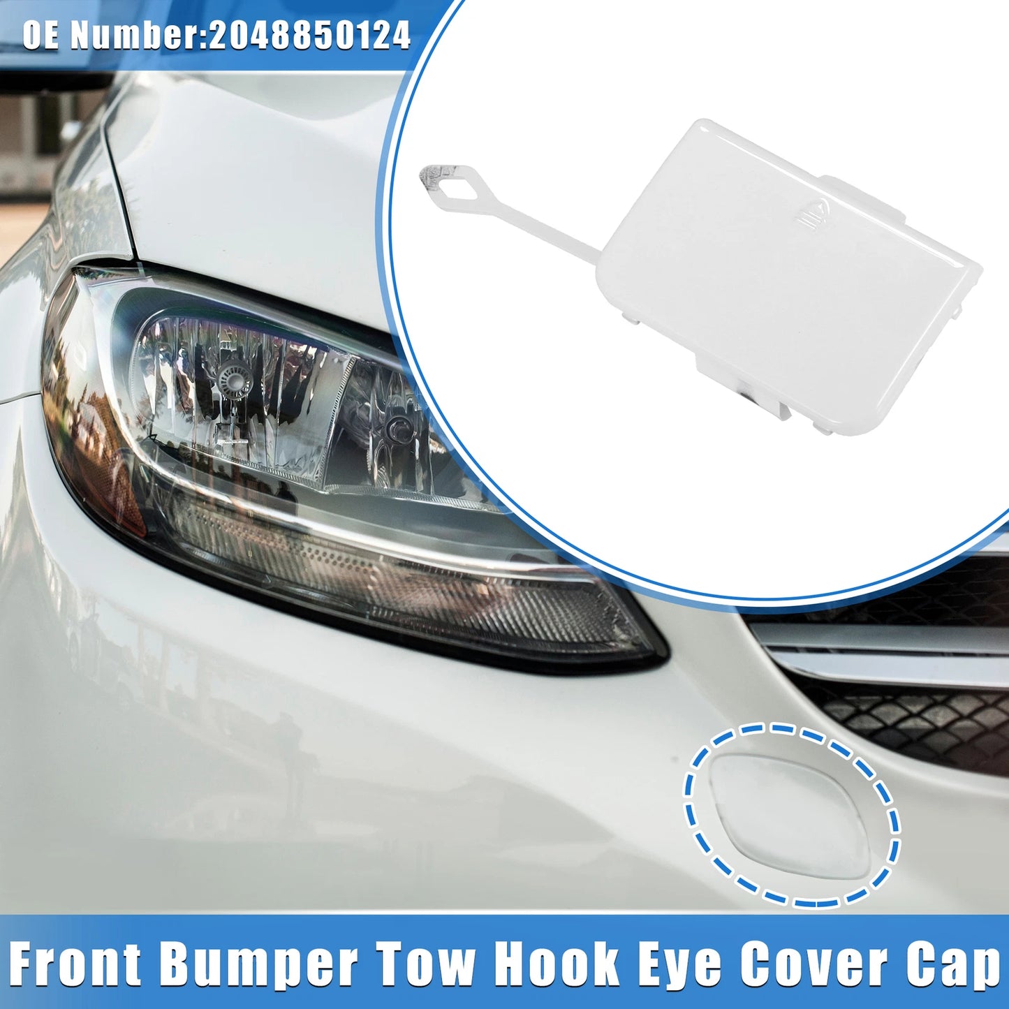 Tow Hook Cover Cap for Mercedes-Benz C300 W204 (2008–2011) White