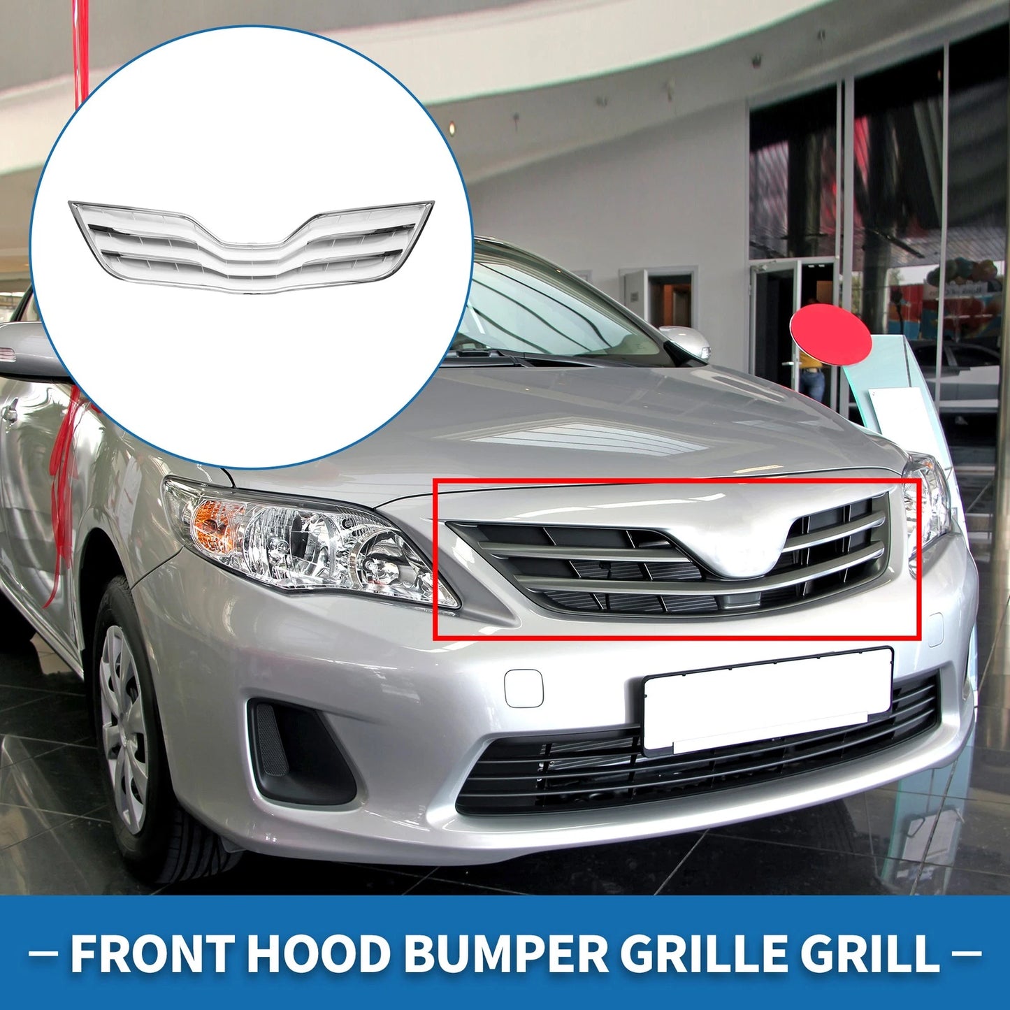 Front Hood Bumper Grille for Toyota Camry (2010) Chrome Silver Tone