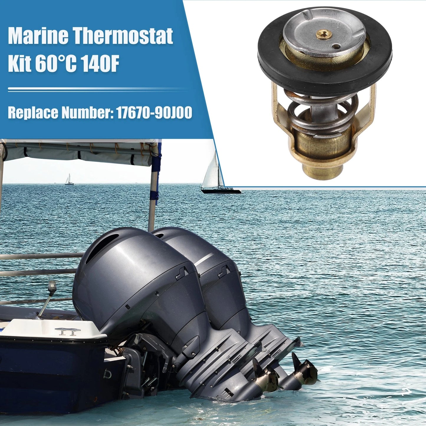 60C 140F Marine Thermostat Kit w/ Seal for Suzuki Yamaha Outboard
