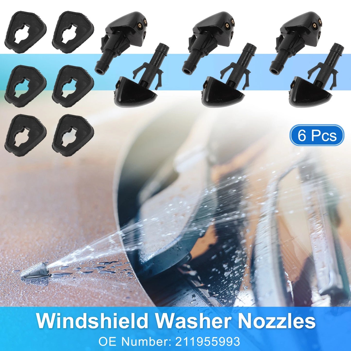 Set of 6 Windshield Washer Nozzles for VW Transporter T3 (1979–1992) No. 211955993