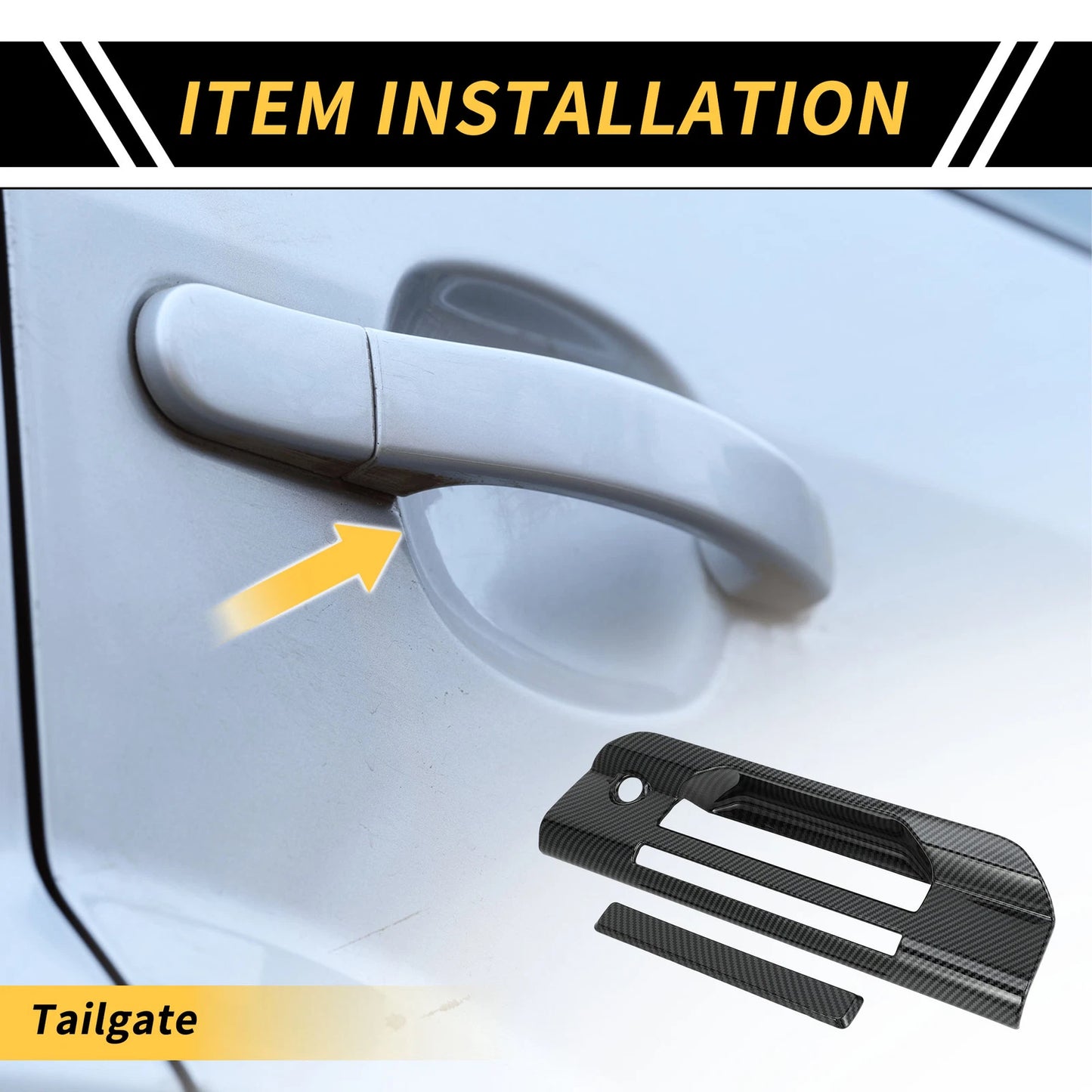 Set of 2 Carbon Fiber Pattern Trunk Door Handle Bowl Covers for Ford Ranger (2023–2024)