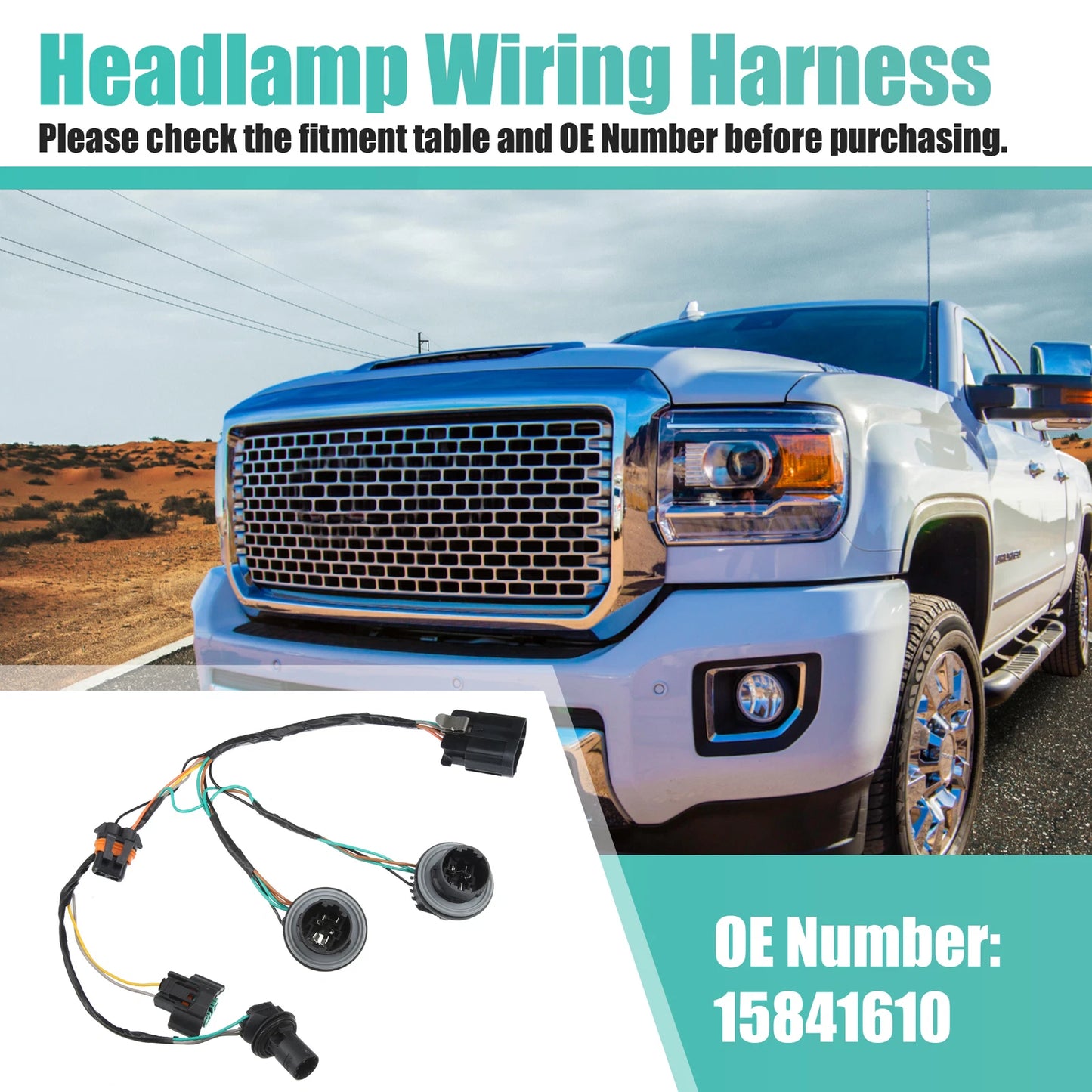 Headlamp Wire Harness 15841610 for GMC Sierra, Chevrolet Silverado (2007–2014)