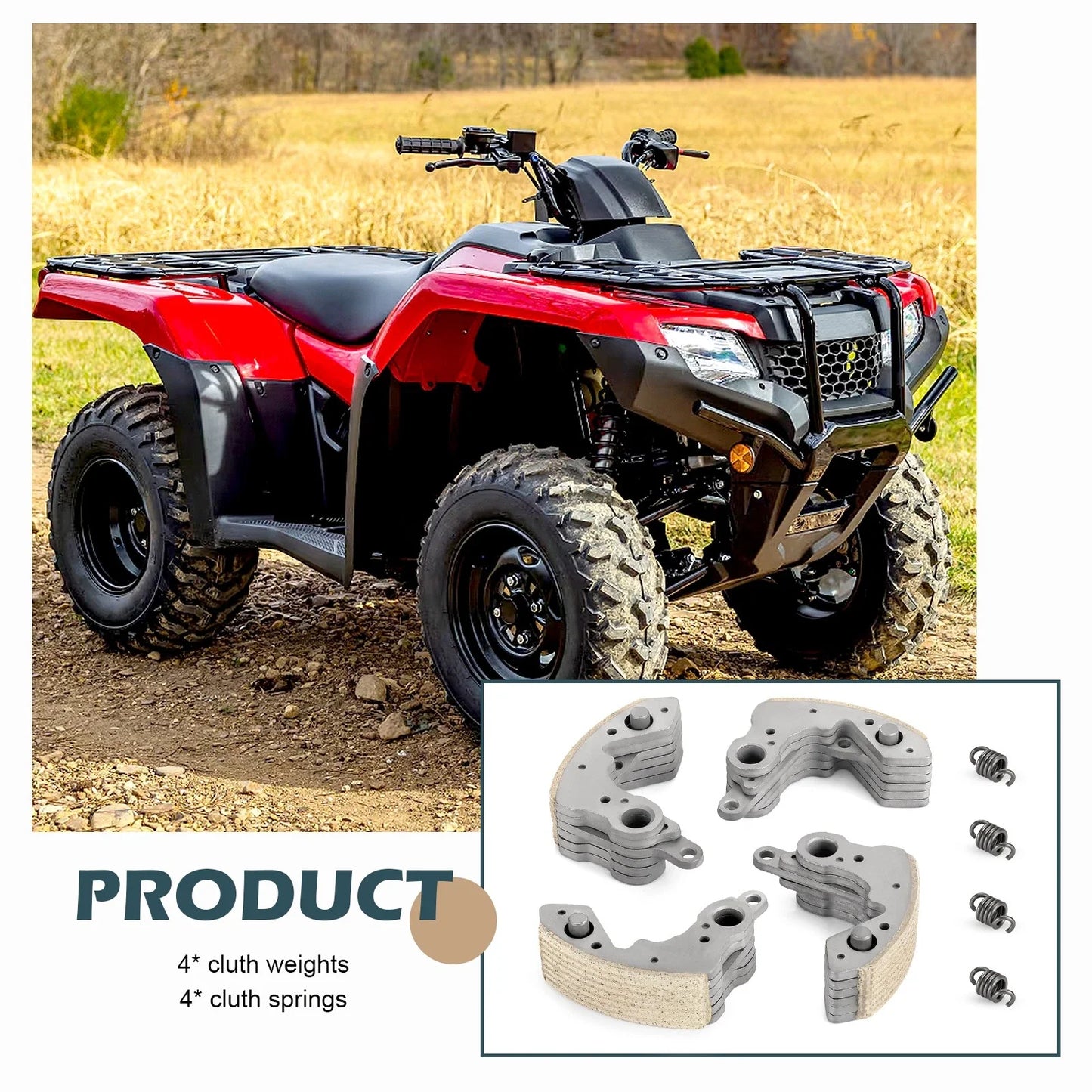Weights Clutch Shoes w/Springs Honda Rancher 420 TRX420 FA/FPA (2009–2024)