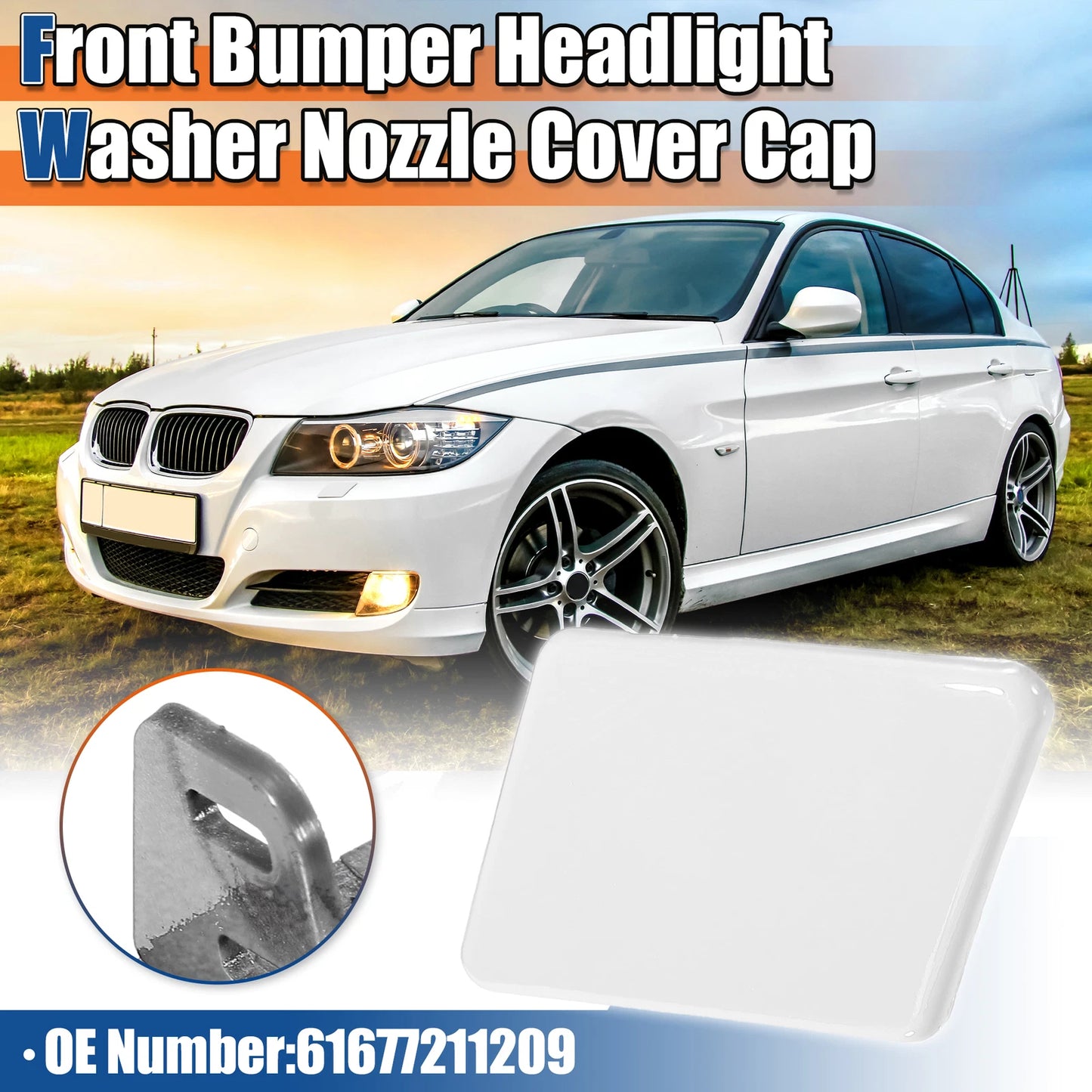 Left Side Front Bumper Headlight Washer Nozzle Cover for BMW E90 E91 (2006–2013)