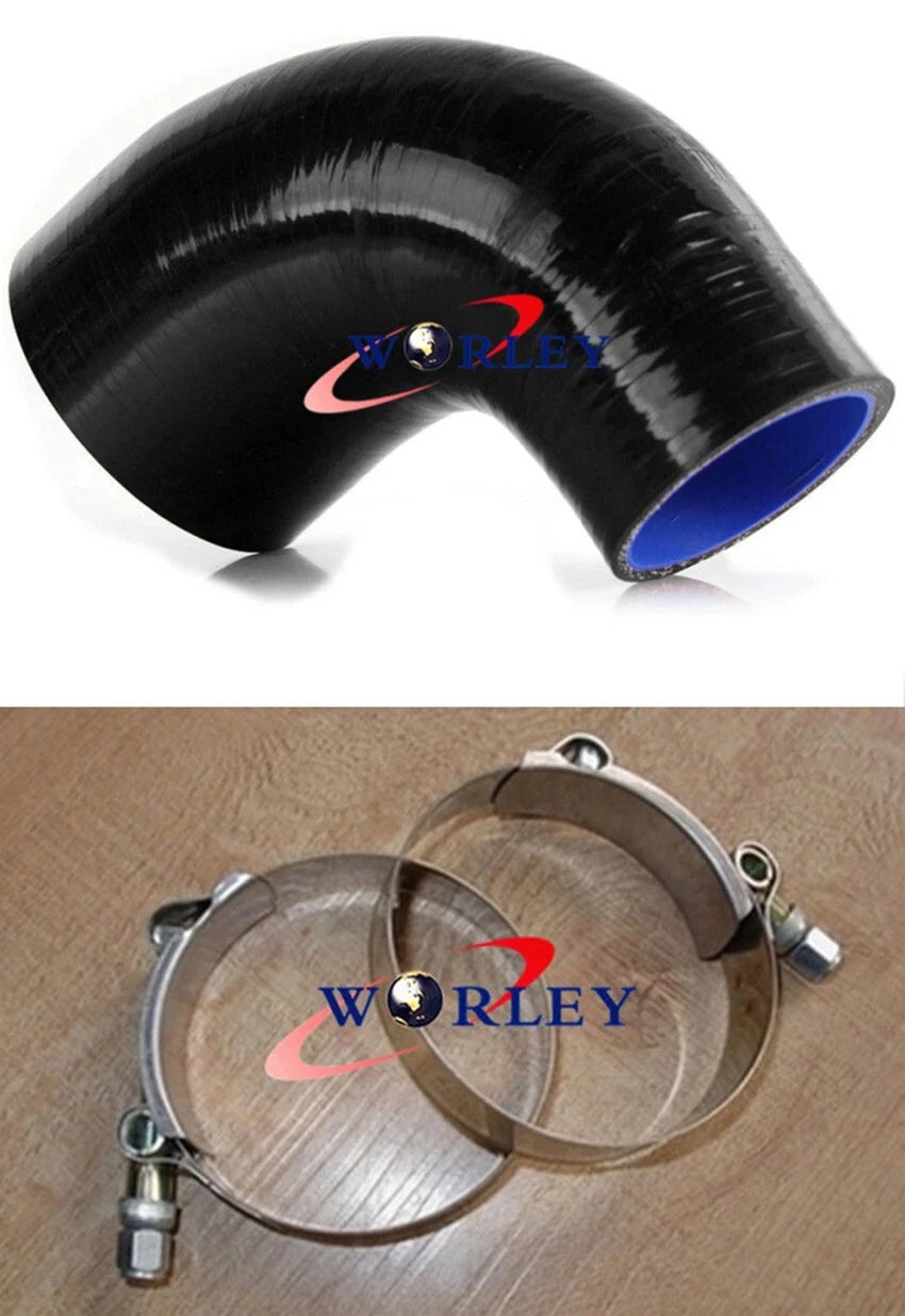 2.5 to 3 Inch Black Silicone 45 Degree Elbow Reducer Hose for Universal Fit