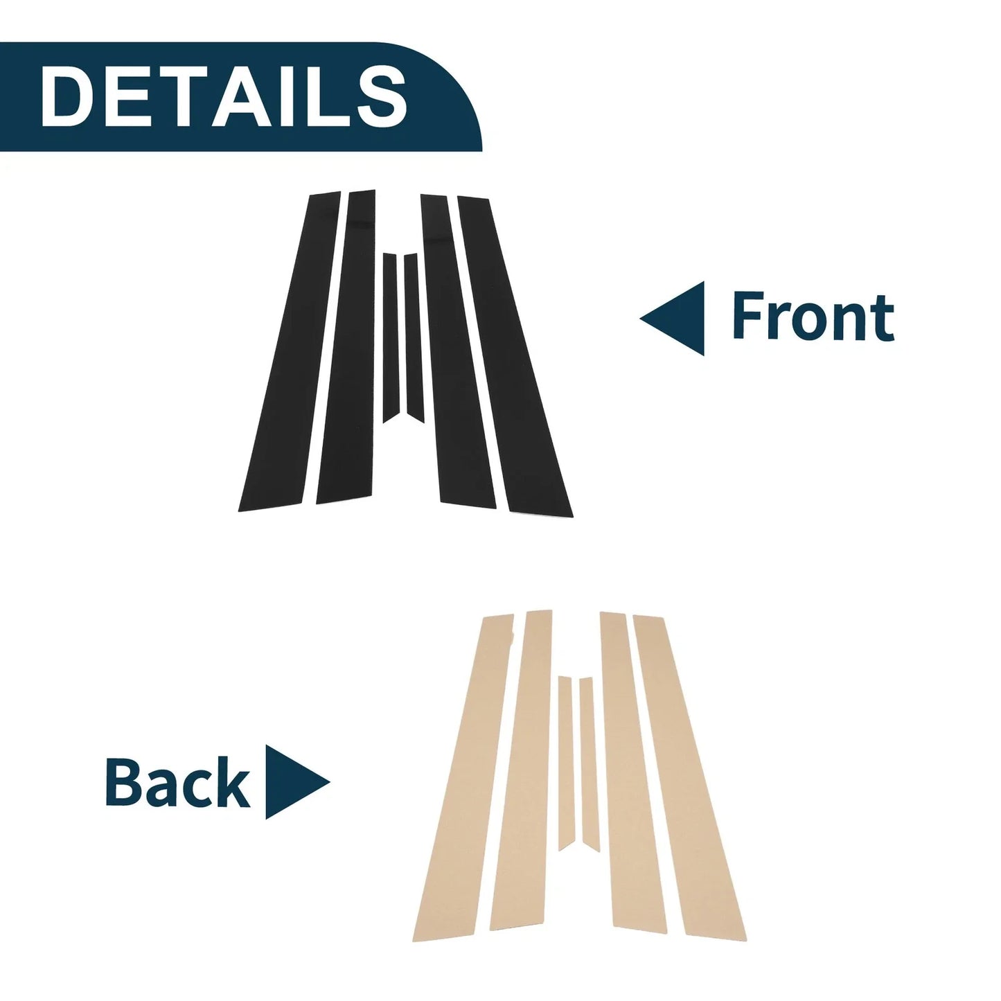 6 Pcs Black Door Pillar Window Trim for Honda Accord (1998-2002)