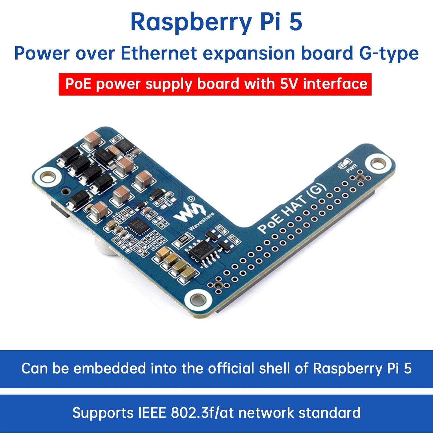 Ethernet Extension Card for Raspberry Pi 5 (2023) PoE Power Supply
