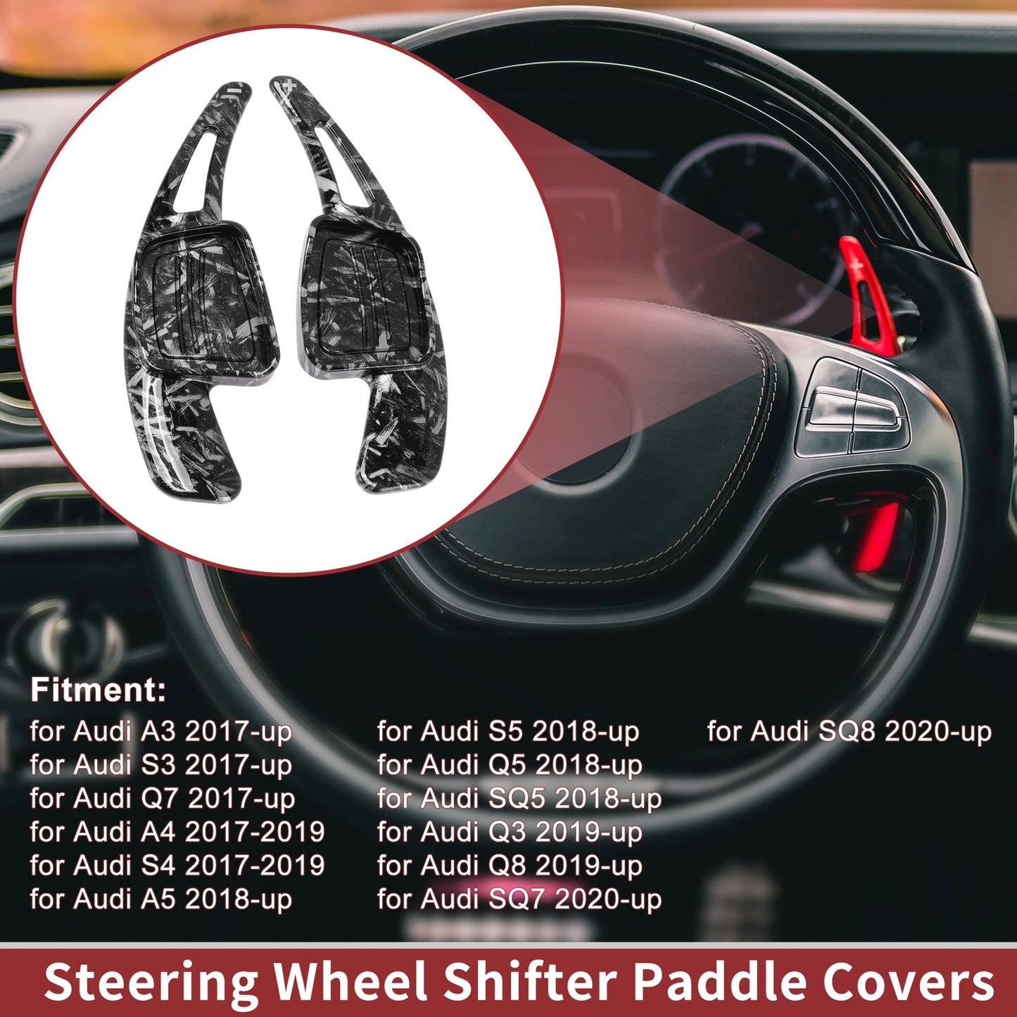 Set of 2 Gray Plastic Steering Wheel Paddles for Audi A3 (2017–2023)