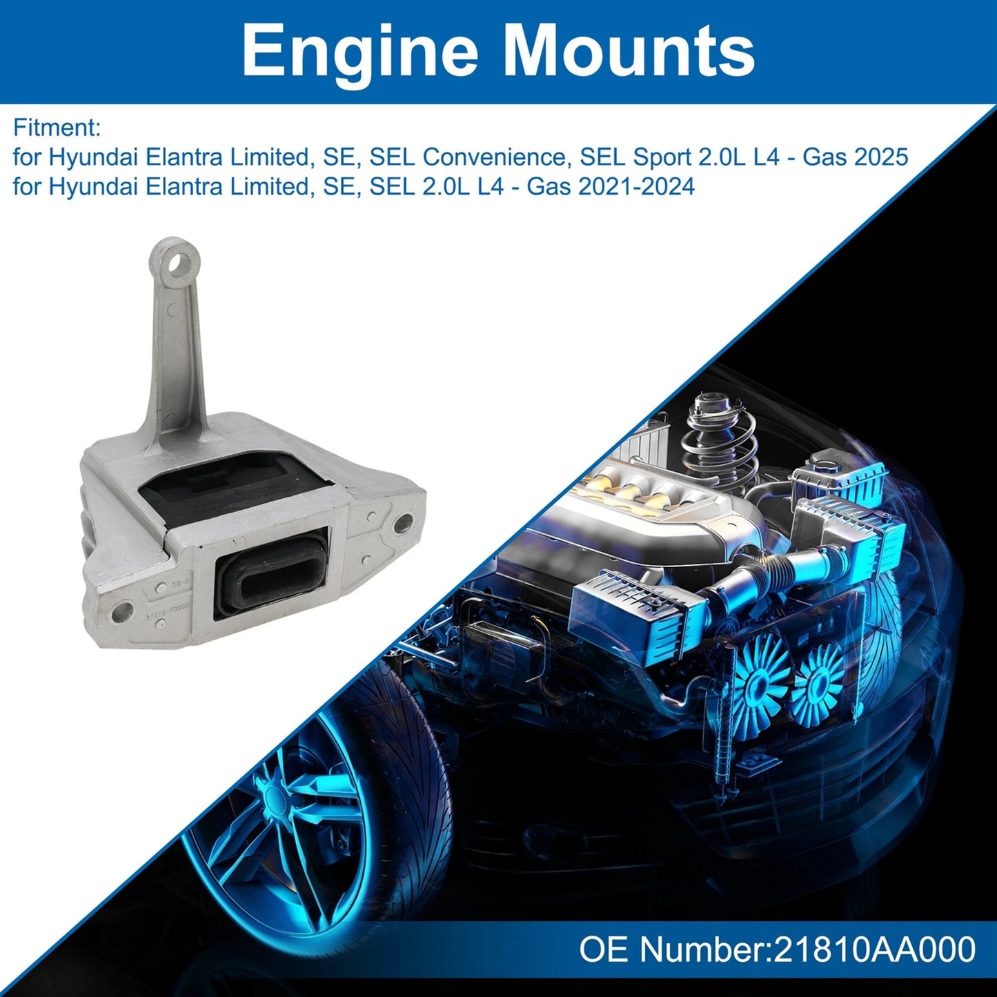 Hydraulic Right Engine Mount for Hyundai Elantra 2.0L (2021–2025) No.21810AA000