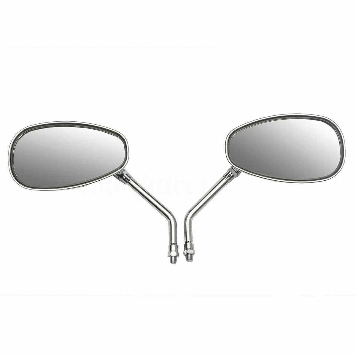 Chrome Motorcycle Oval Rearview Side Mirrors 10mm for Cruiser Chopper