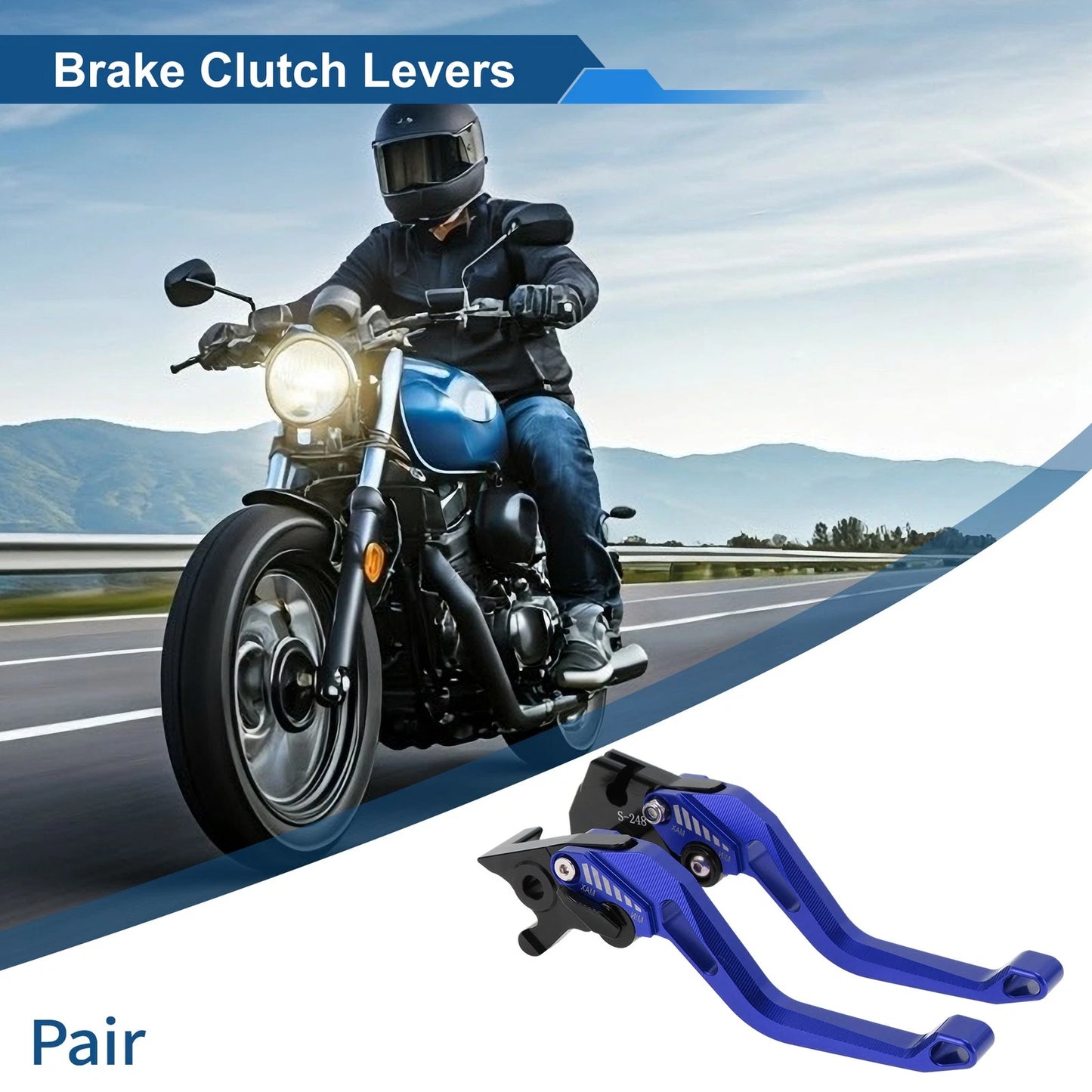 Short Brake Clutch Lever Set for Yamaha YZF-R125 (2014–2020) Solid Blue