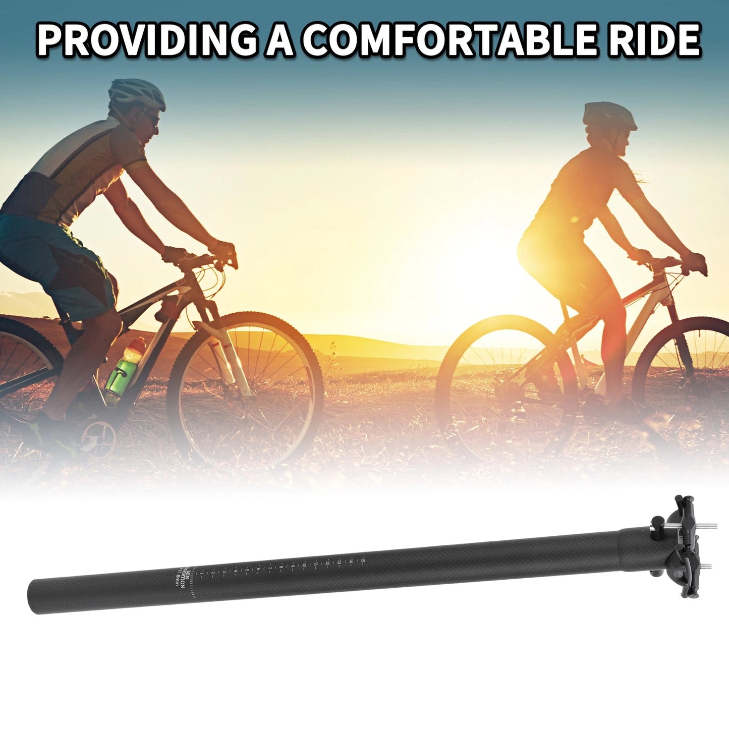 Bike Seat Post 31.8mm x 550mm for Various Models (Carbon Fiber, Matte Black)