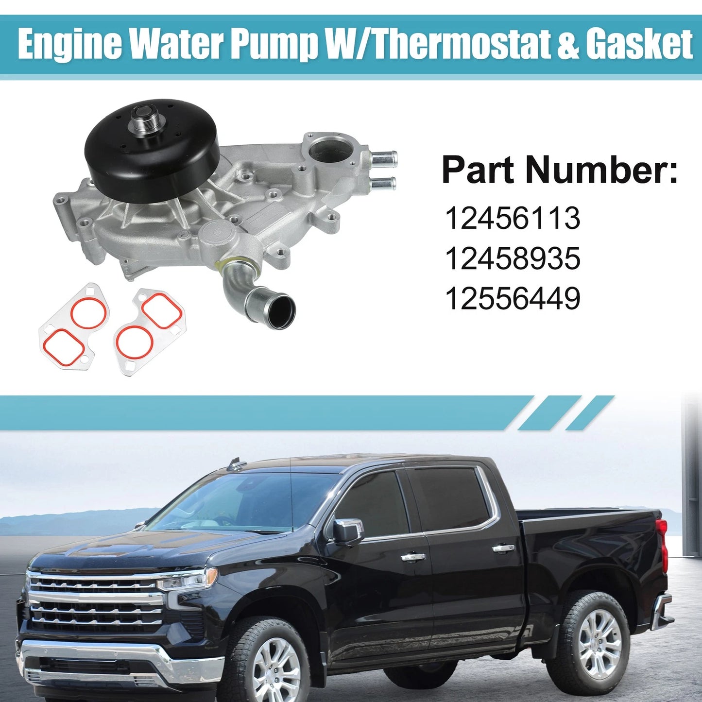 Set of 1 Engine Water Pump with Thermostat No.12456113 for Chevrolet Avalanche (2002–2013)