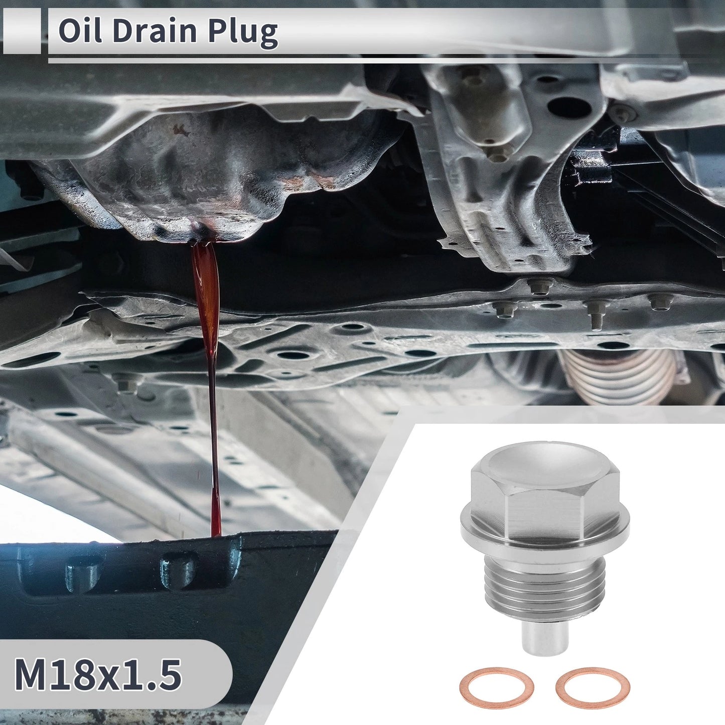 Set of 1 M18x1.5 Engine Oil Drain Plug with Gasket for Car Motorcycle