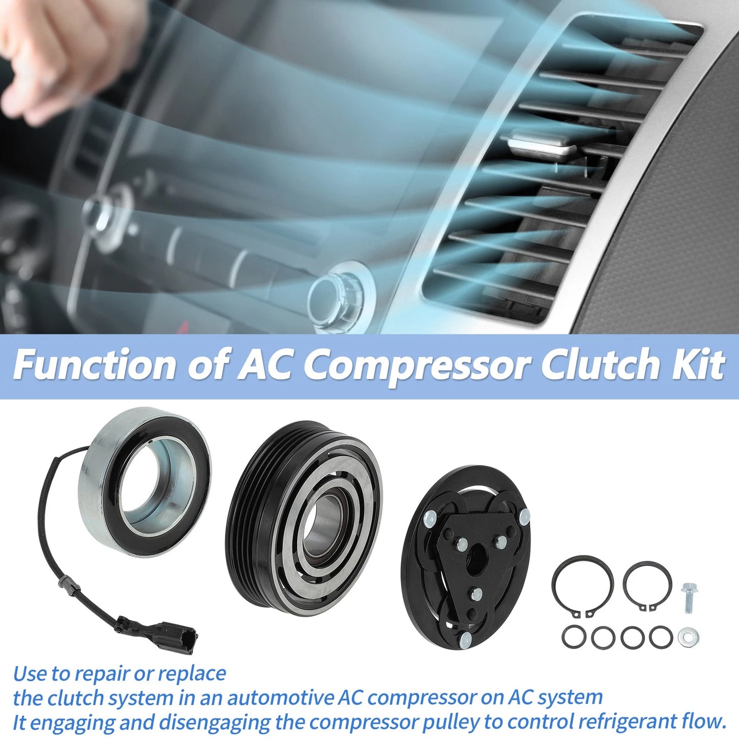 AC Compressor Clutch Kit for Subaru Forester, Impreza, WRX, STI (2000–2023)
