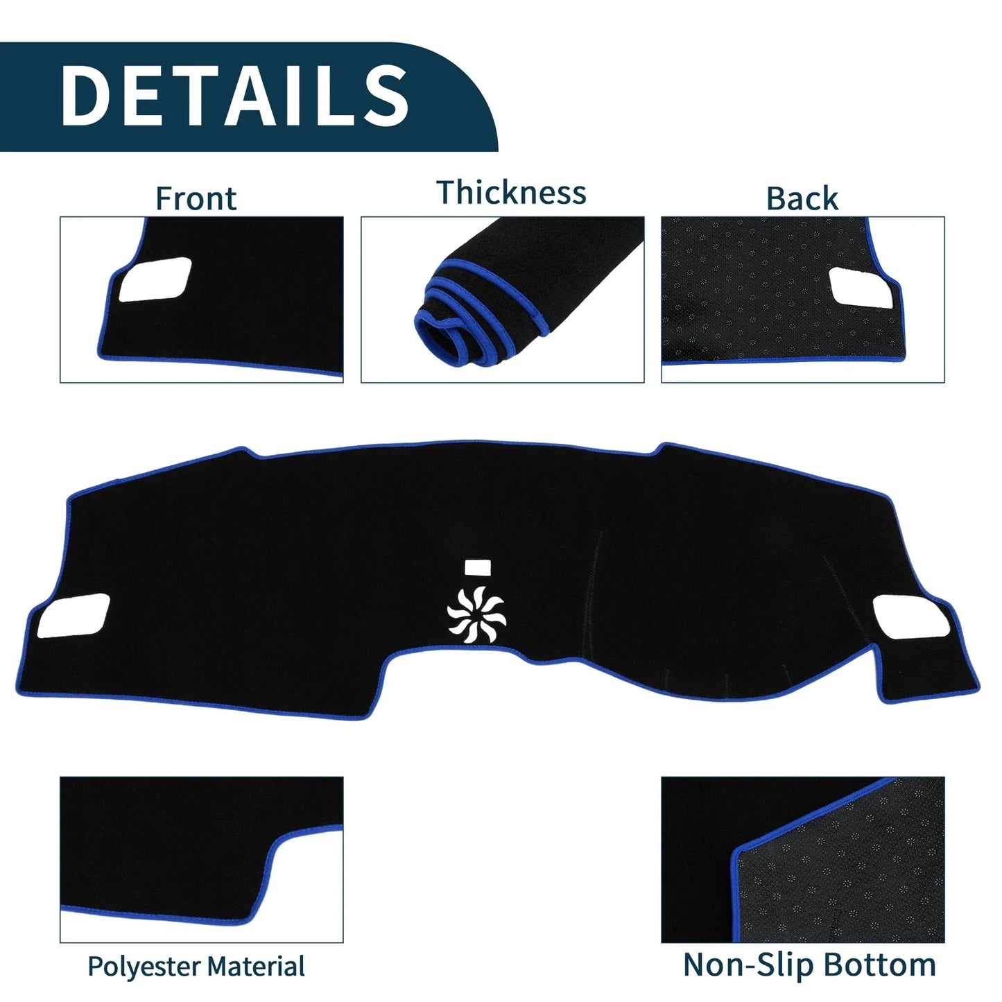 Dashboard Dash Cover Mat for Honda Civic FL5 2022-2024 Sun Protector Black Blue