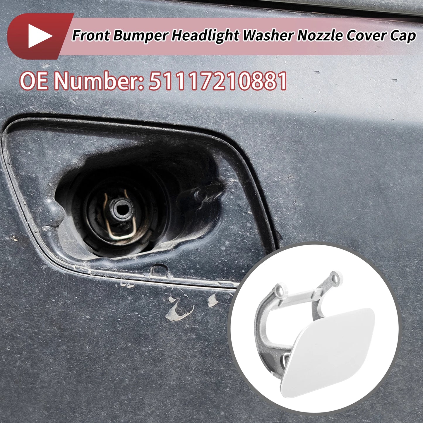 Front Left Washer Nozzle Cover Cap No. 51117210881 for BMW 740i (2011–2015) White