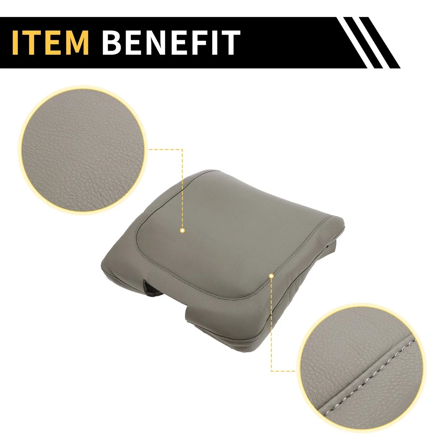Center Console Armrest Cover for Dodge Ram Microfiber Leather Grey