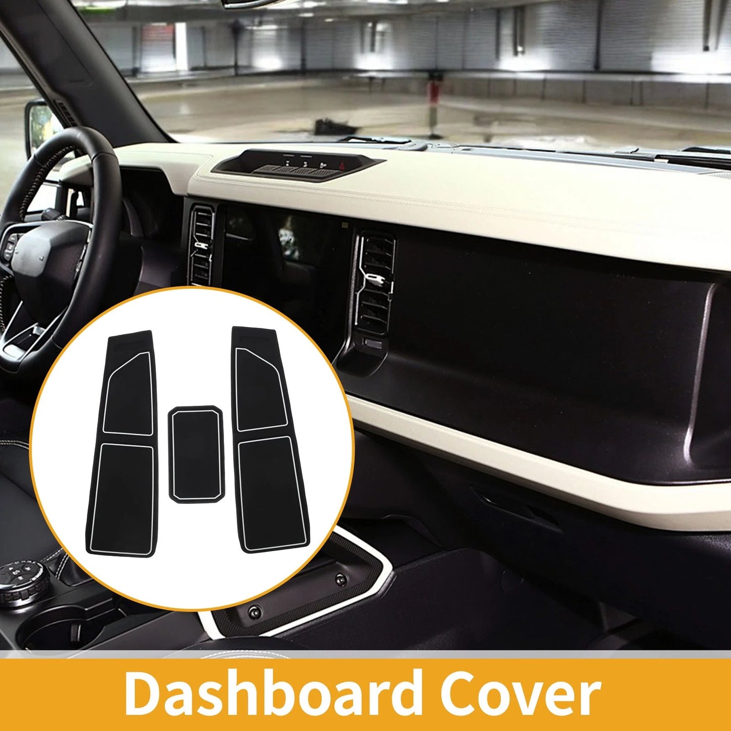Dashboard Cover for Ford Bronco (2021–2024) Black Gray Set of 1