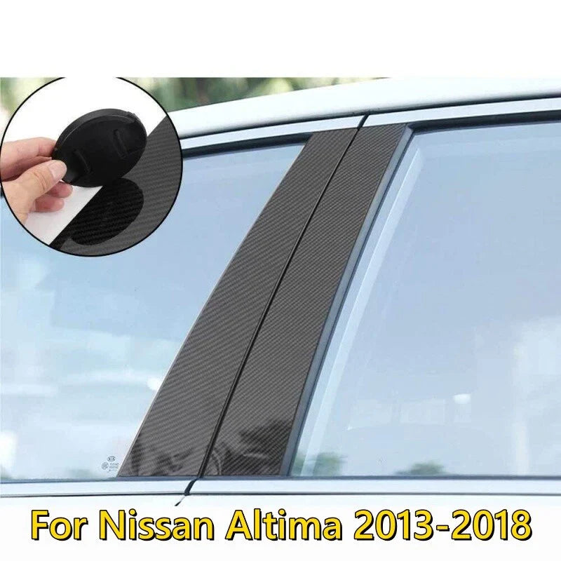 Carbon Fiber Pillar Posts Window Door Trim Cover for Nissan Altima (2013–2018)
